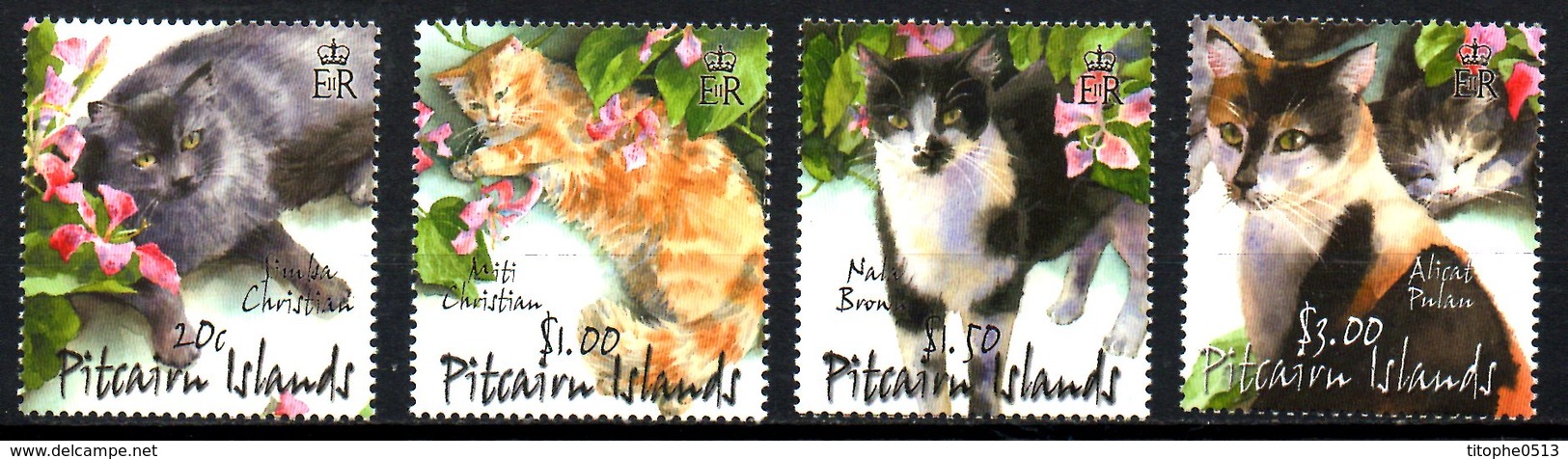 PITCAIRN. N°582-5 De 2002. Chats. - Hauskatzen