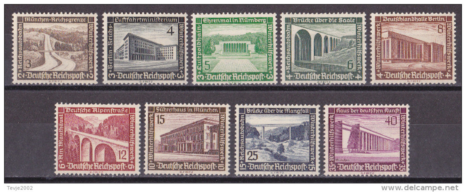 Mü_ Deutsches Reich - Mi.Nr. 634 - 642 - Postfrisch MNH - Ungebraucht