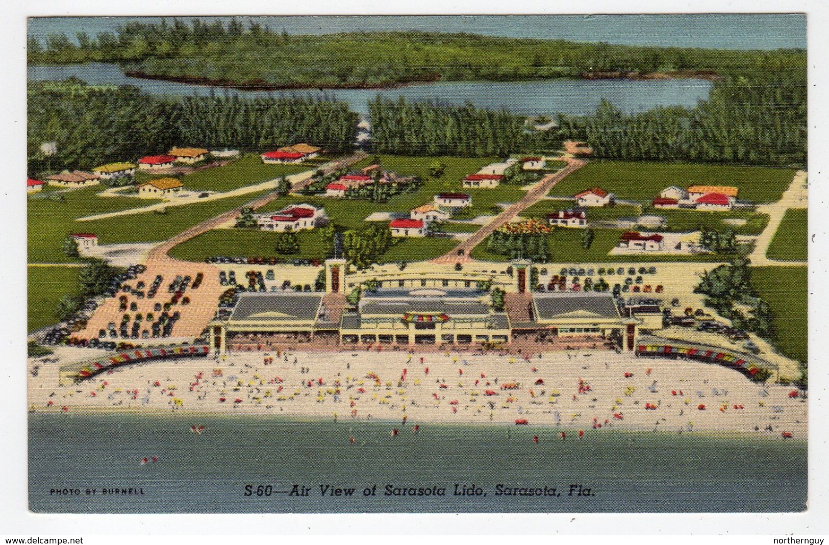 SARASOTA, Florida, USA, BEV Of Sarasota Lido, 1954 Linen Advertisng Postcard - Sarasota