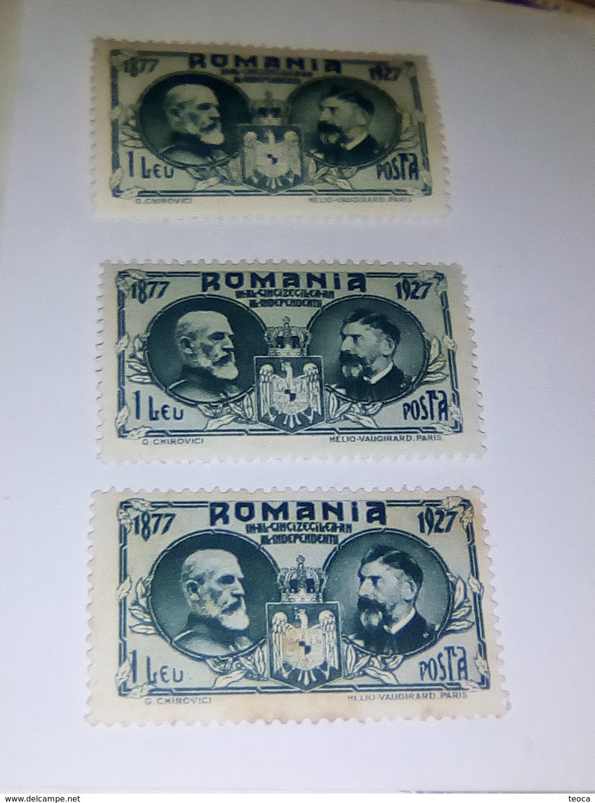 ERROR Romania 1927 KING CAROL I &  KING FERDINAND ROMANIA 1927, , MI 311, Printed  MISPLACED "1Leu" - Variétés Et Curiosités