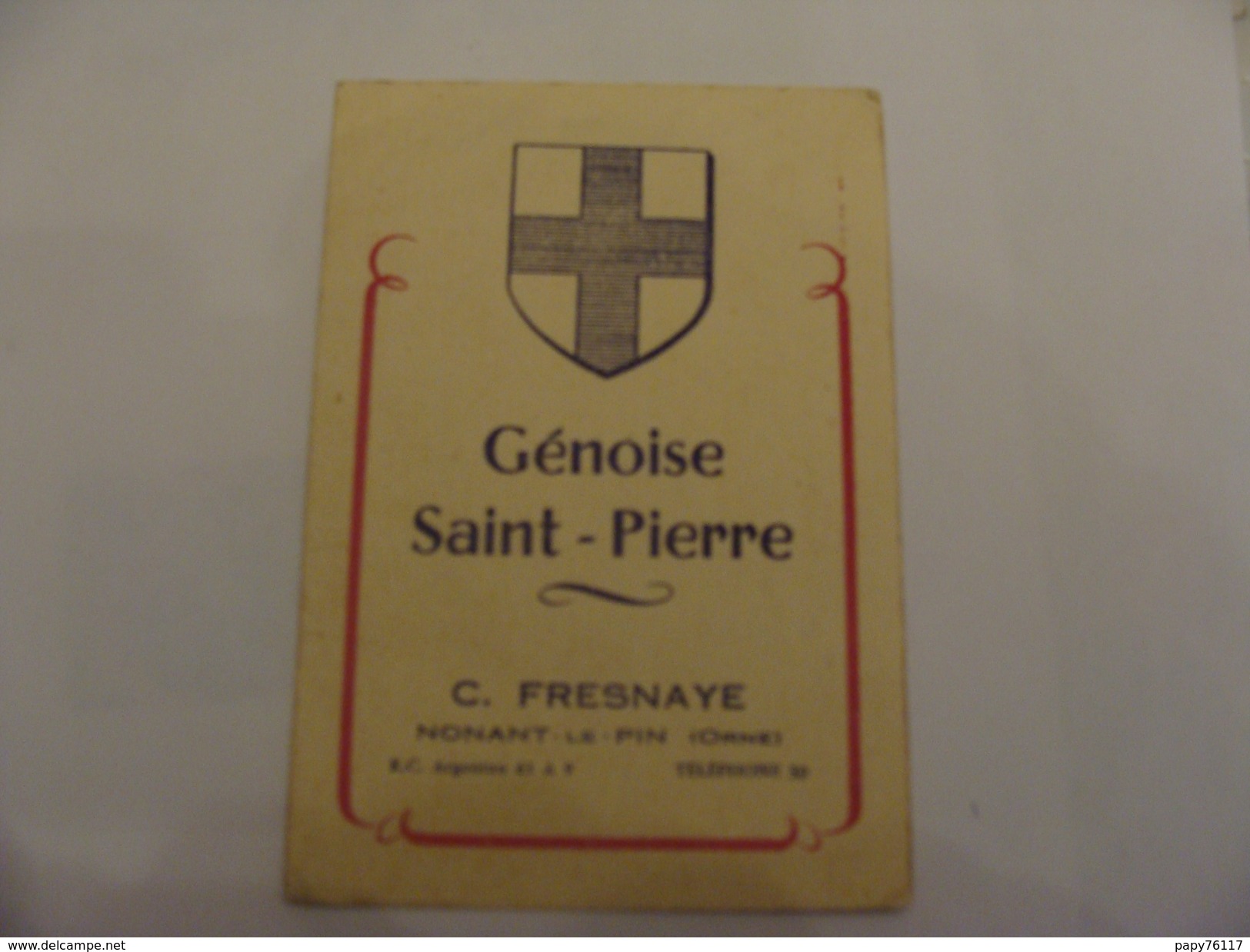 NONANT LE PIN  GENISE ST  PIERRE   C.FRESNAYE   TEL 50   ARRIERE DE CETTE CARTE DE VISITE IMMATRICULATION DES VOITURES - Publicités