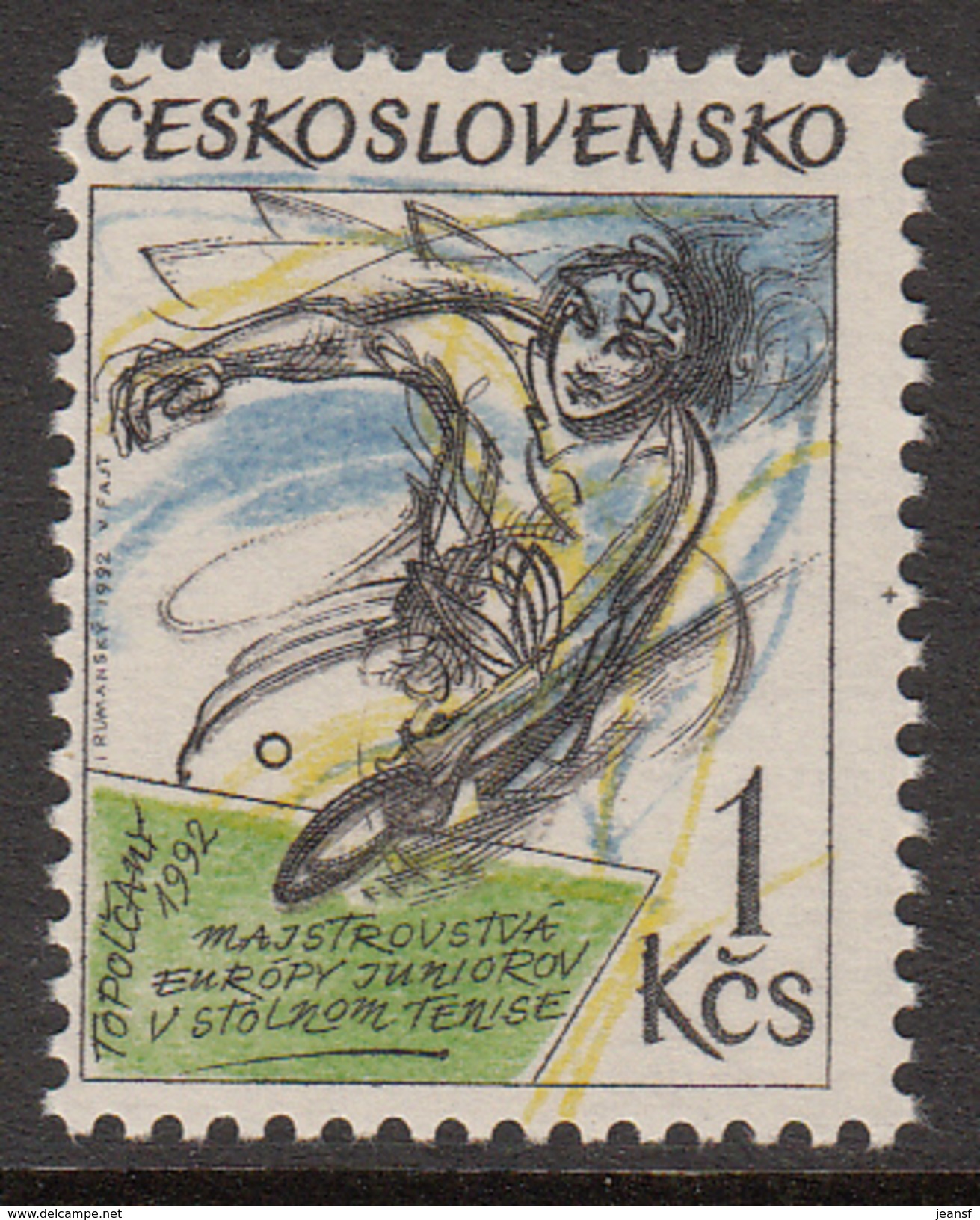 Czechoslovakia 1992 Junior European Table Tennis Championships MNH - Unused Stamps