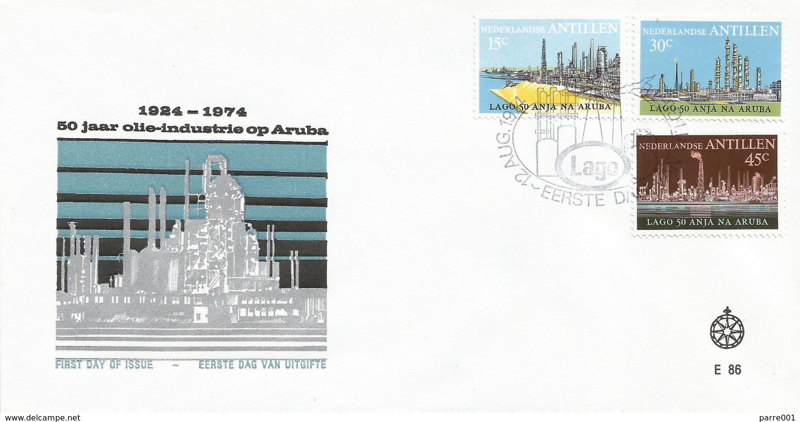 Netherlands Antilles 1974 Aruba Lago Oil Industry Minerals FDC Cover - Usines & Industries