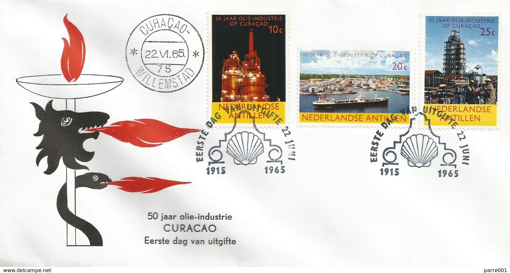 Netherlands Antilles 1965 Curacao Shell Oil Industry Minerals FDC Cover - Fabrieken En Industrieën