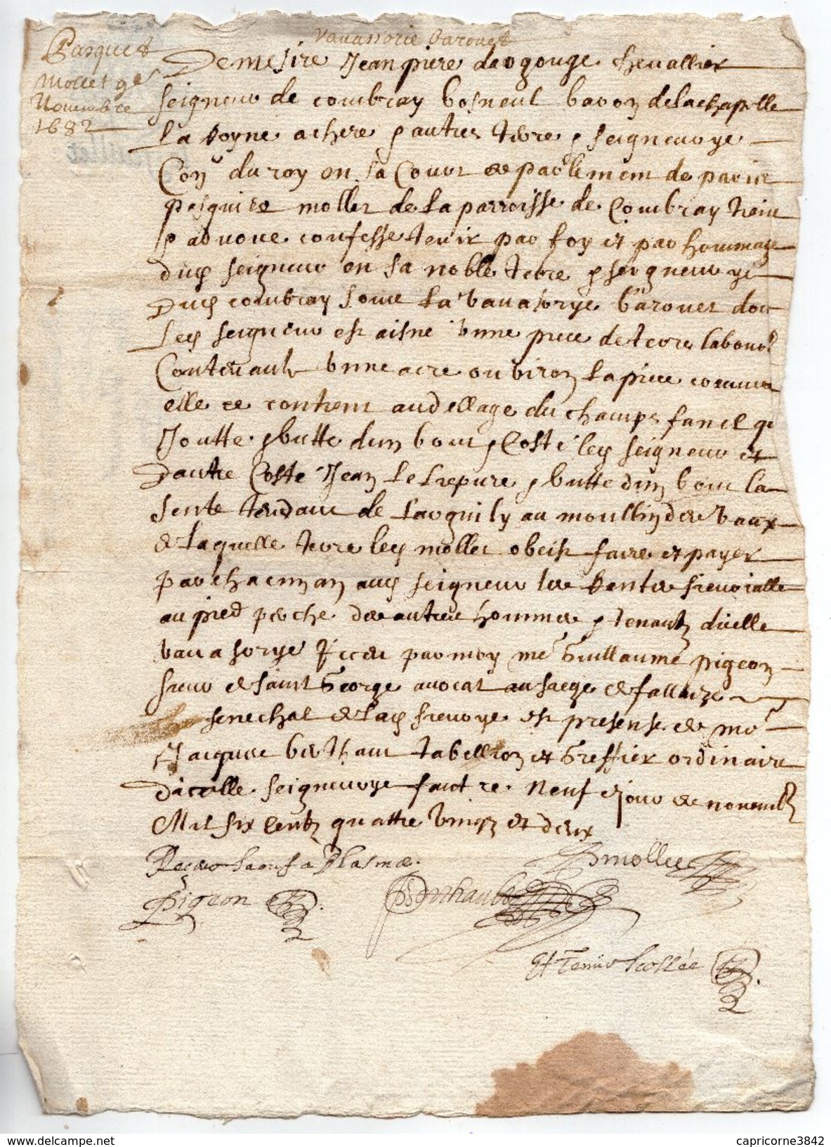 1682 - Document Manuscrit - Généralité D'Alençon - Taxe 8 Deniers LE FEUILLET - Cachets Généralité
