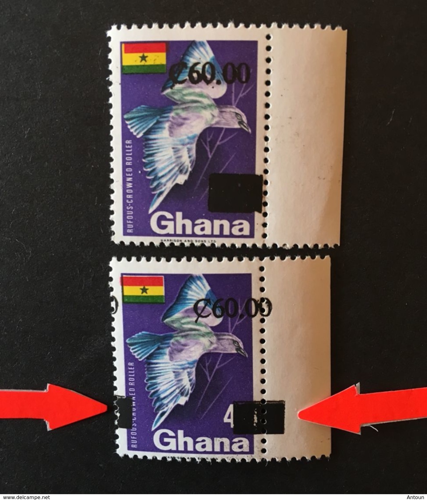 Ghana 1988  Triangle On Both Sides Of The Stamp With Normal - Ghana (1957-...)