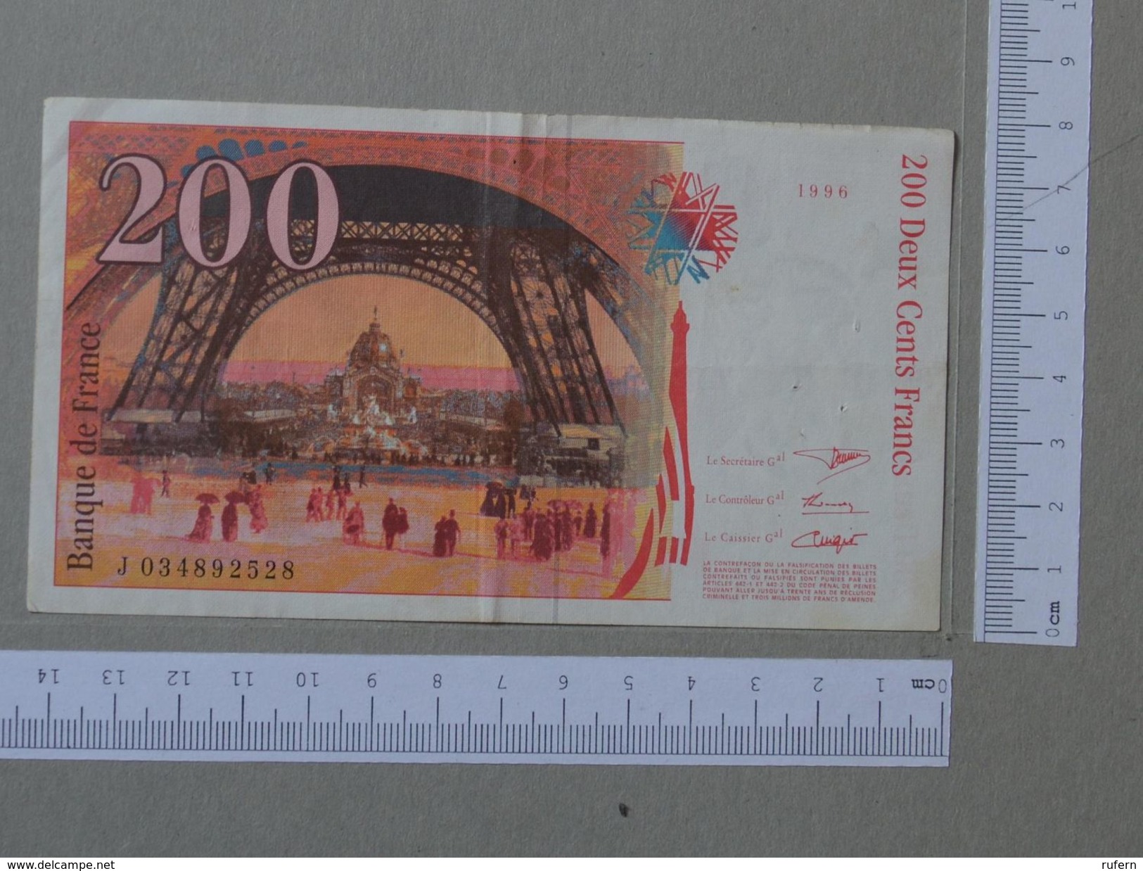 FRANCE 200 FRANCS 1996 -       (Nº19316) - 200 F 1995-1999 ''Eiffel''