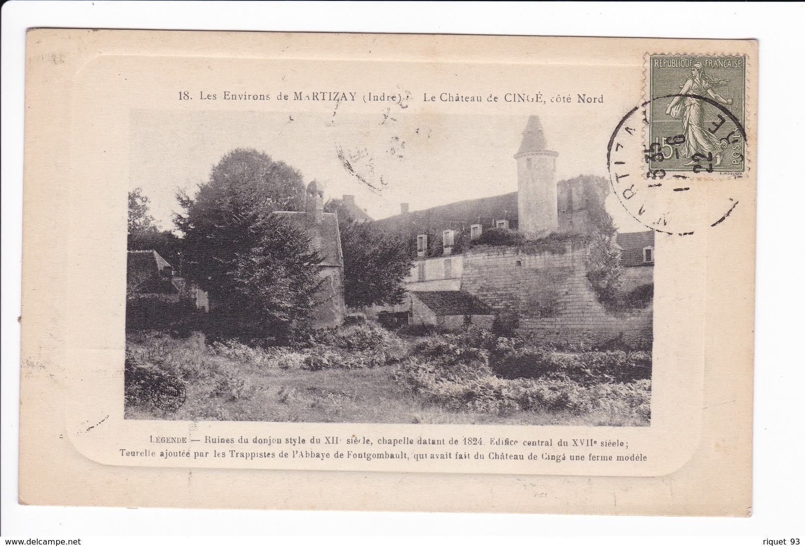 18 - Environs De MARTIZAY - Le Château De CINGE, Coté Nord - Autres & Non Classés