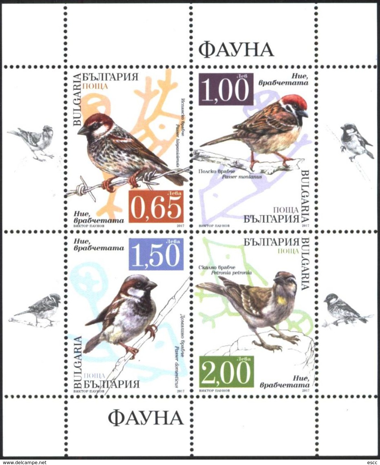 Mint  S/S Fauna Birds Sparrows 2017 From Bulgaria - Sparrows