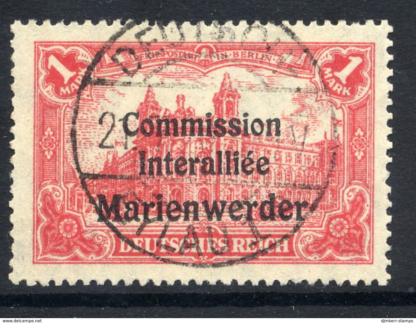 MARIENWERDER 1920 (16 July) Overprint On 1 Mk. With PF1, Used, Signed Klein.  Michel 26  I  Cat. €150 - Otros & Sin Clasificación