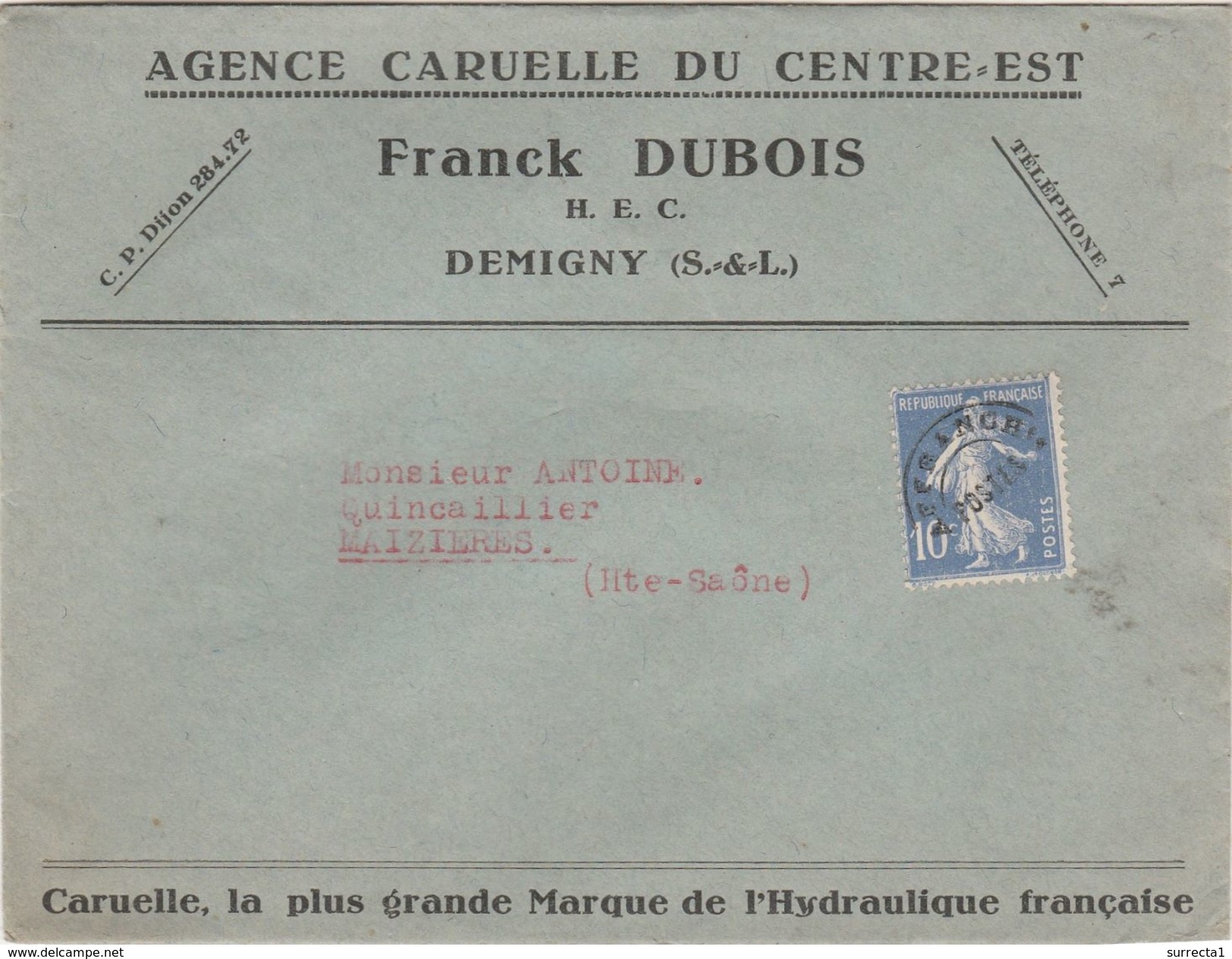 Enveloppe Commerciale Franck DUBOIS / Agence Caruelle / Hydraulique / 71 Demigny / Saône Et Loire - Autres & Non Classés