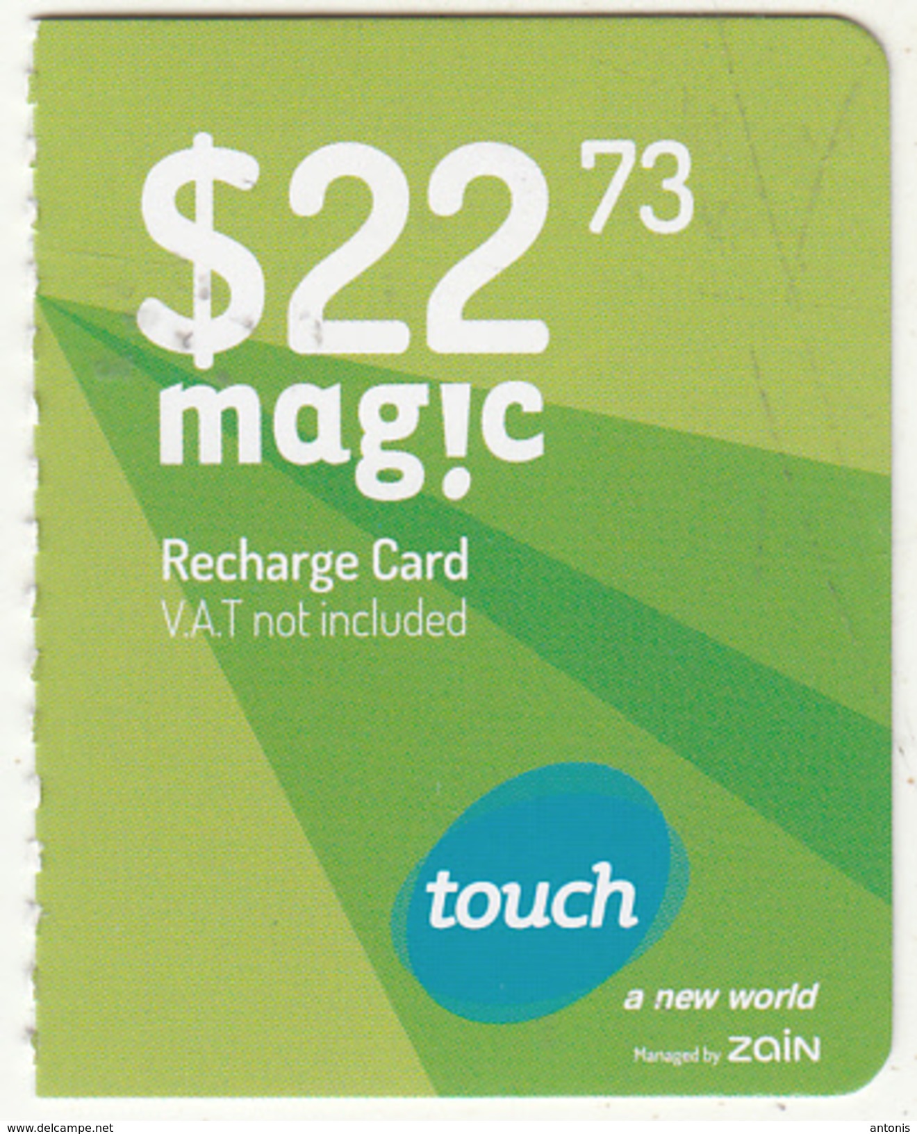 LEBANON - Touch By ZAIN Mini Recharge Card $22.73(right), Exp.date 13/07/19, Used - Lebanon