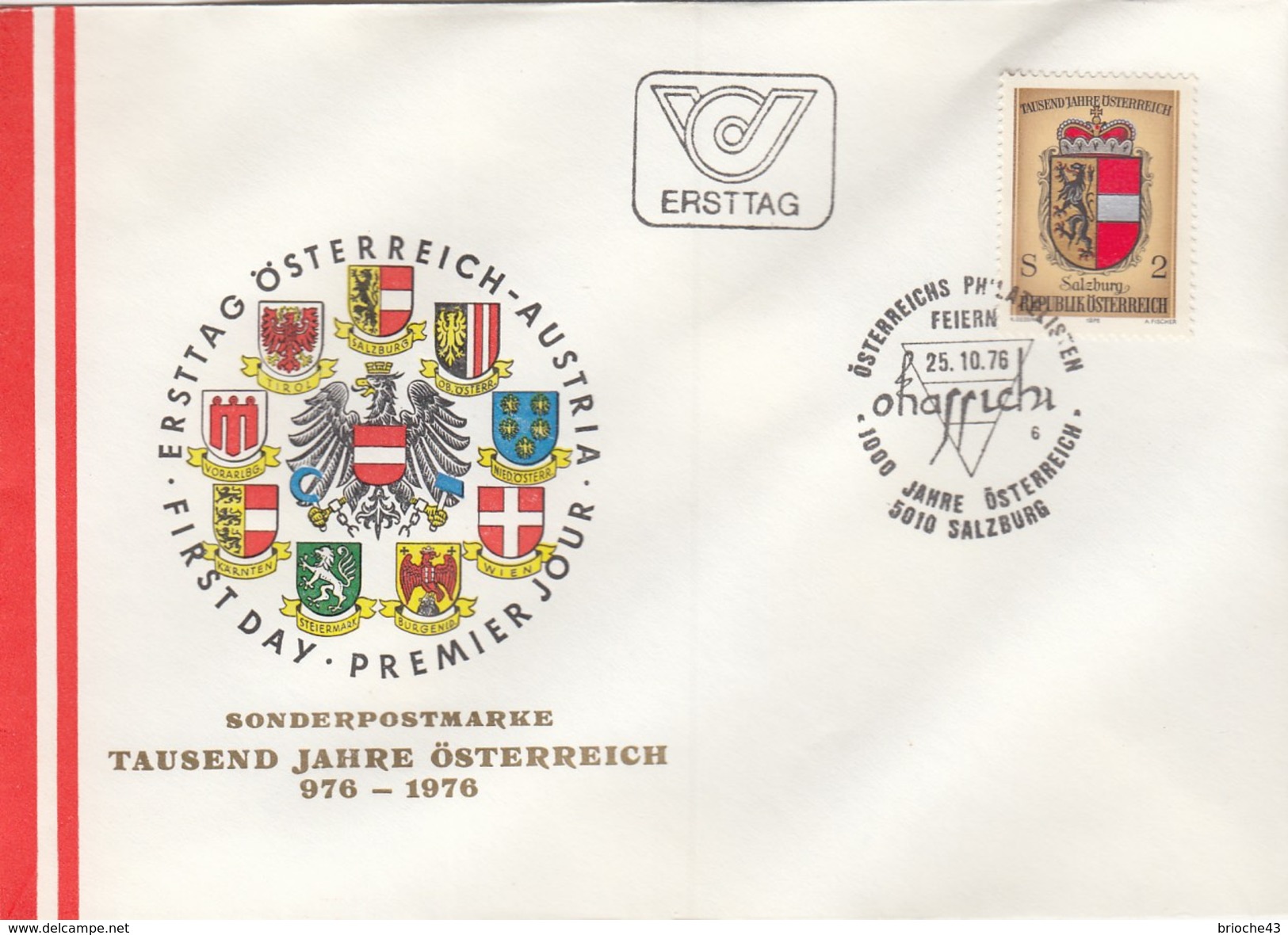 REPUBLIK OSTERREICH - FDC 1000 JAHRE ÖSTERREICH - SALZBURG 25.10.76 - SALZBURG /6 - FDC