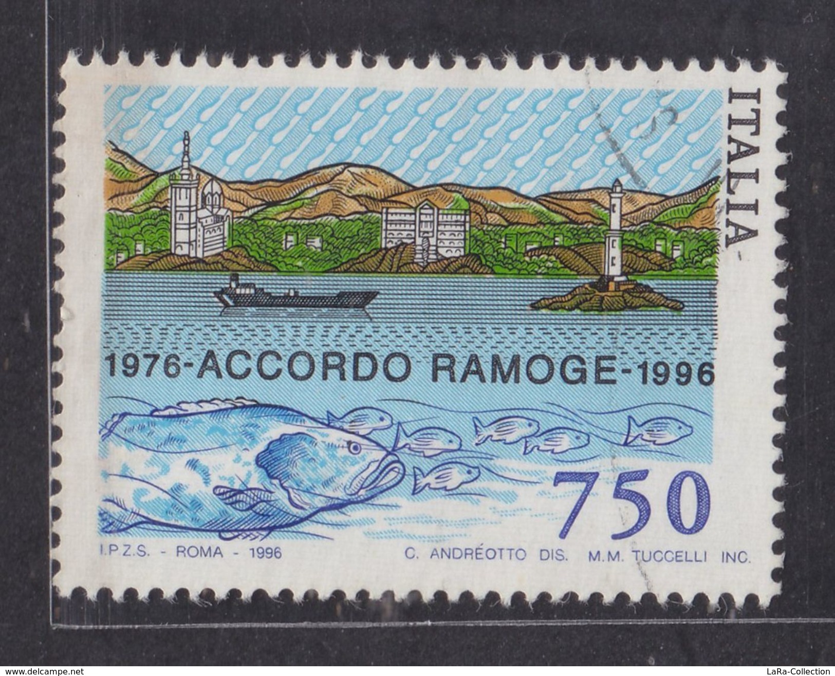 1996 Italy 750 Italian Lira RAMOGE Used Stamp - 1991-00: Usados