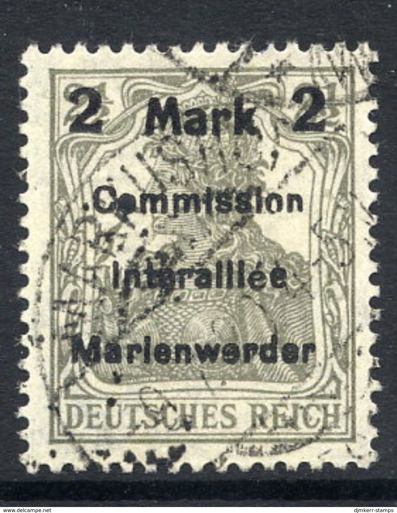MARIENWERDER 1920 (11 May) Surcharge 2 Mk./ 2½ Pf. Type A I B B I, Used.  Michel 23 A I B B I Cat. €140 - Andere & Zonder Classificatie