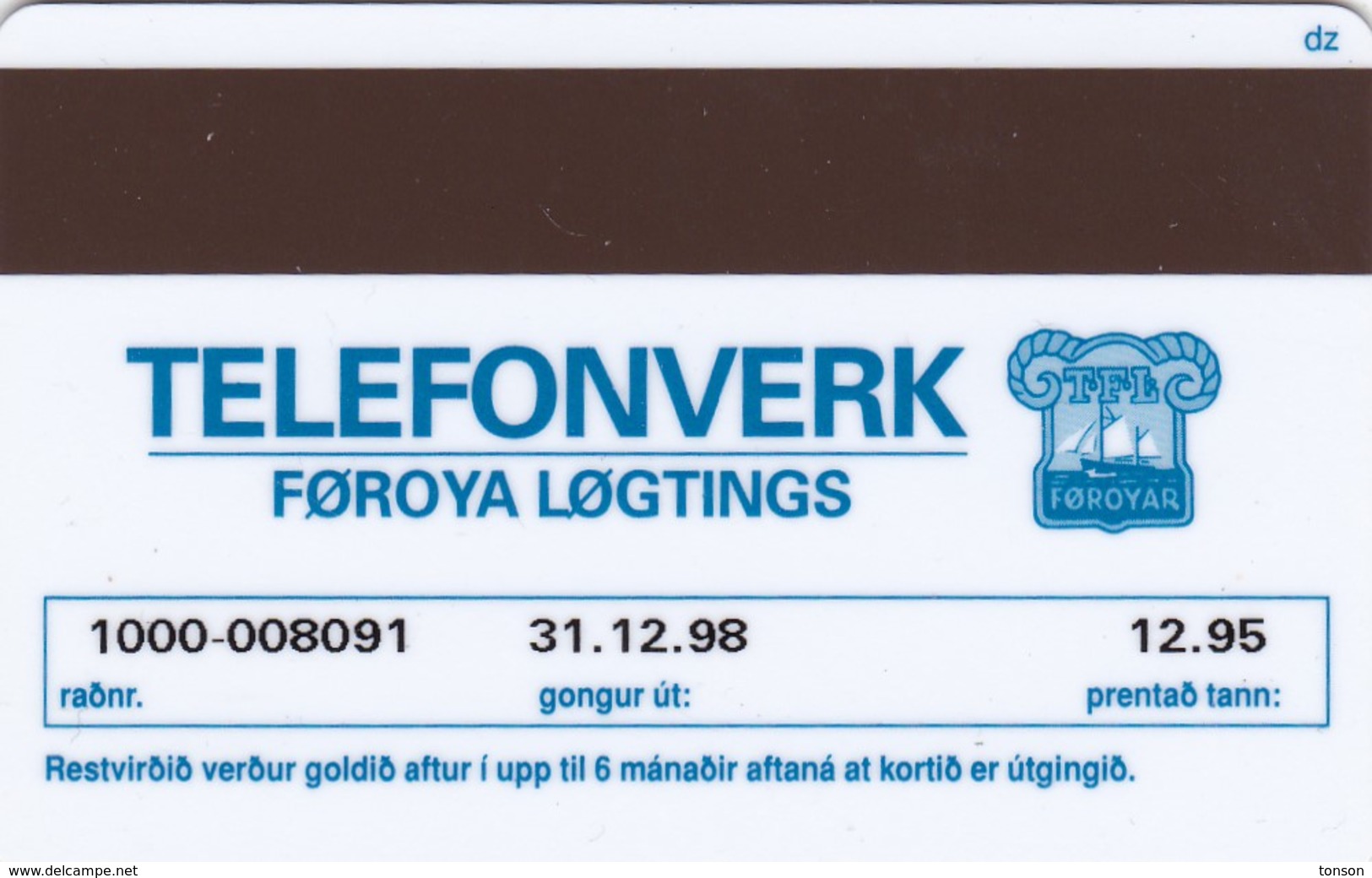 Faroe Islands, OS-001, Kodalskip, Mint 200 Kr Card, For Use On Fishing Boats. 2 Scans. - Faroe Islands