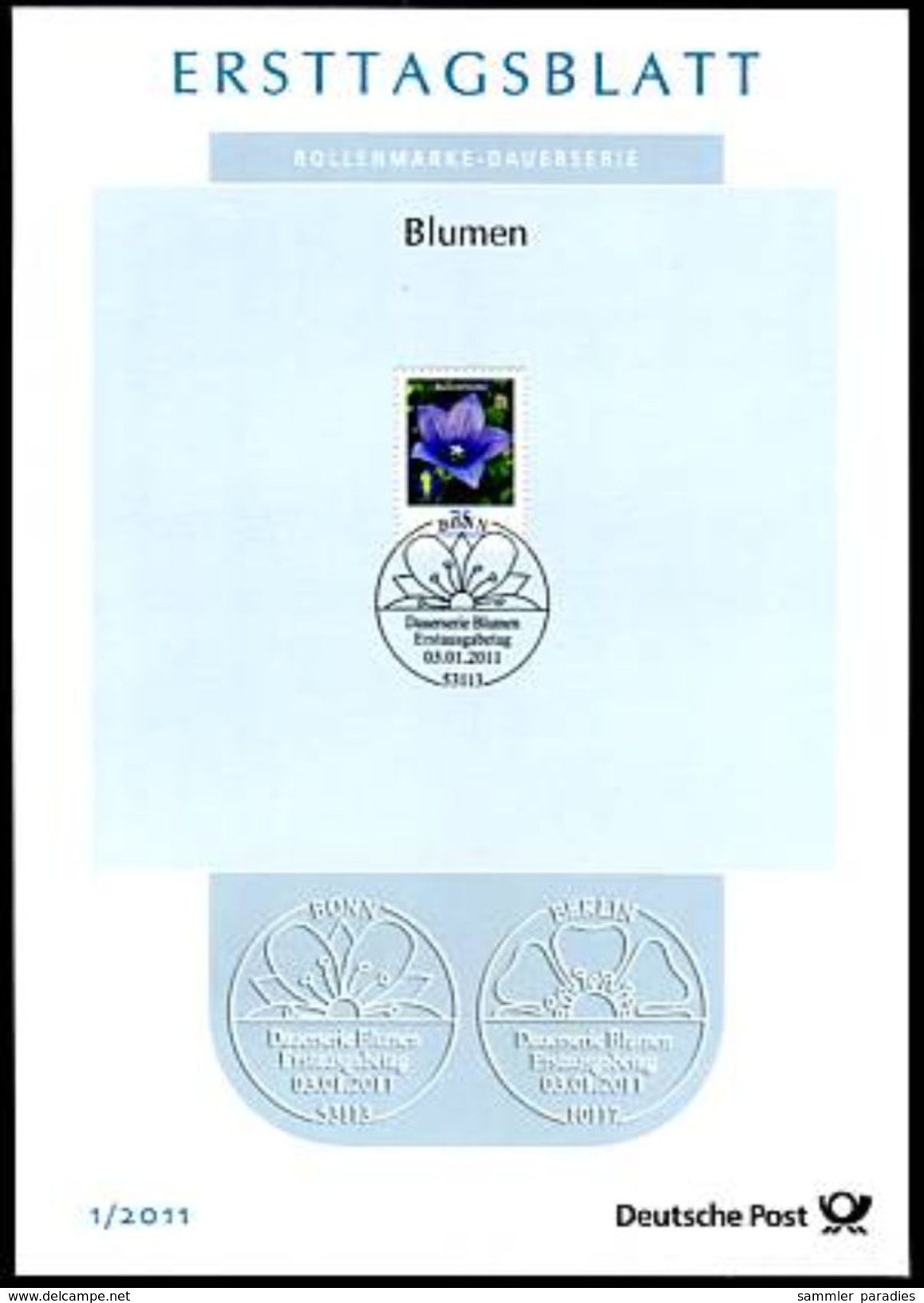 BRD - 2011 ETB 01/2011 - Michel 2835 -75C   Blumen, Ballonblume - Other & Unclassified