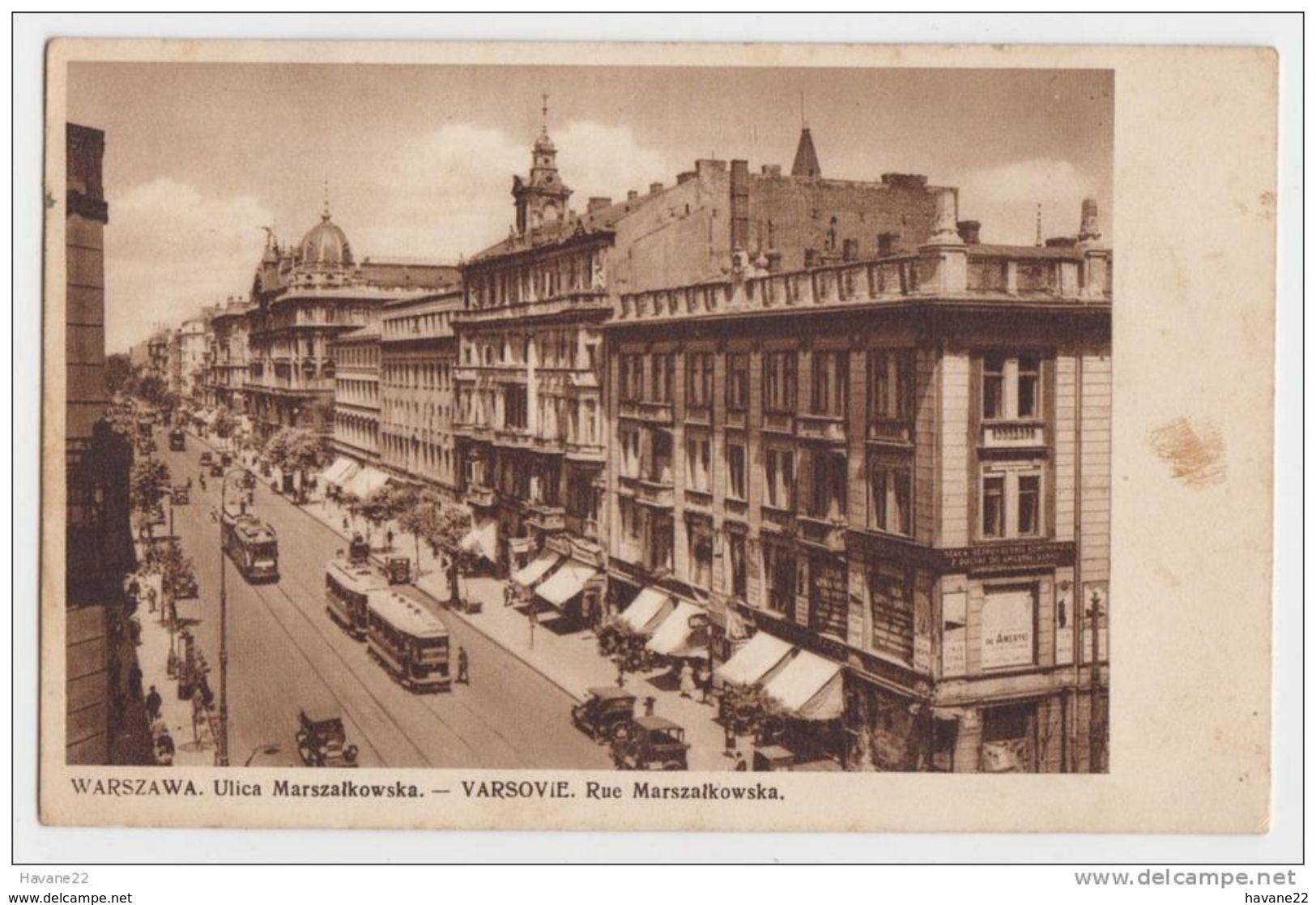 3AB1 VARSOVIE RUE MARSZALKOWSKA 1937 TRAMWAYS   2 SCANS - Poland