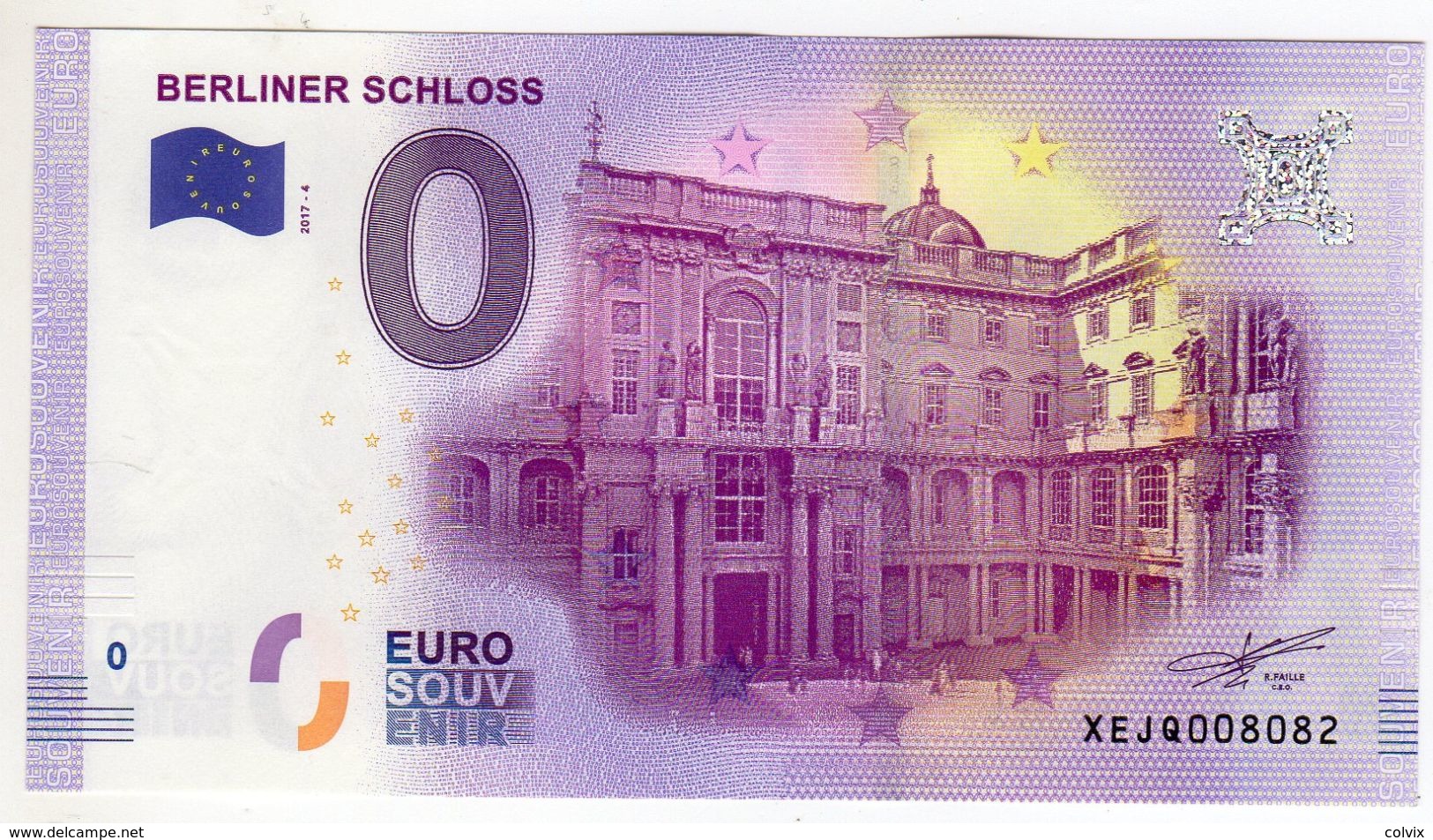 2017-4 BILLET TOURISTIQUE ALLEMAND 0 EURO SOUVENIR N°XEJG008082 BERLINER SCHLOSS - Private Proofs / Unofficial