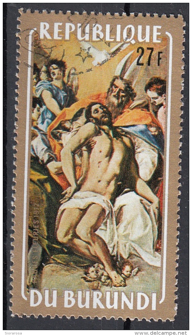 Burundi 1972 Sc. 398 "La Santa Trinità" Quadro Dipinto Da El Greco Paintings Tableaux CTO  Pasqua Easter - Quadri