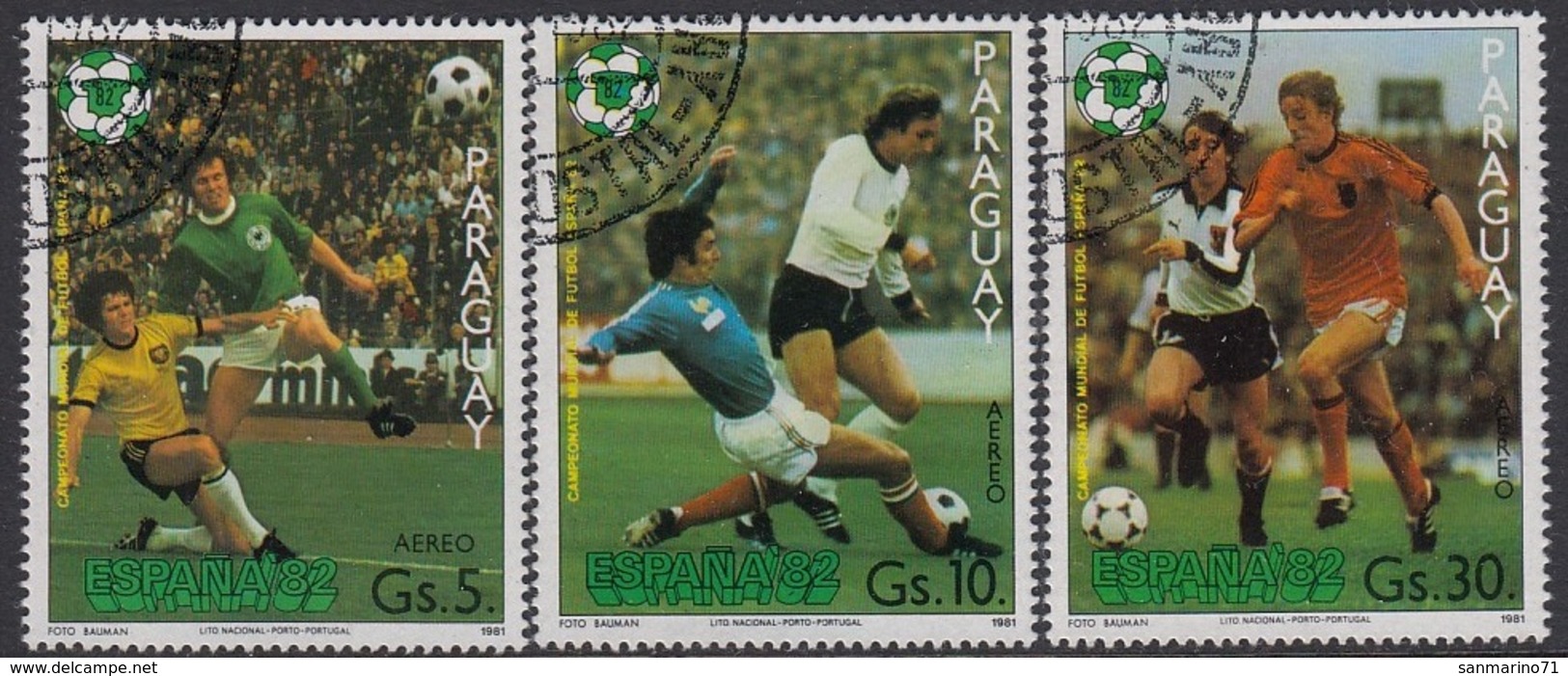 PARAGUAY 3432-3434,used,falc Hinged,football - Usati