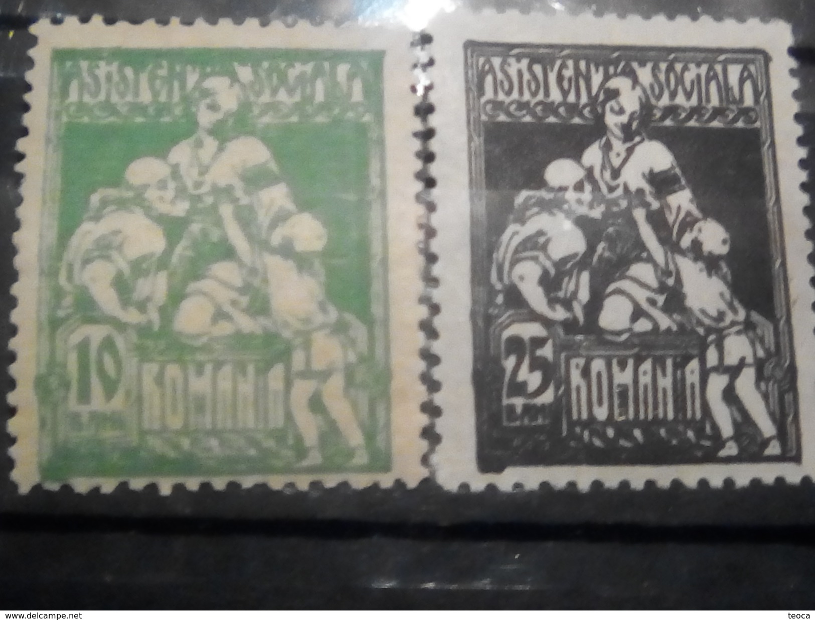 ERRORS Revenue,  PERFORATION DOUBLE.ROMANIA 10 Bamiband 25 Bani . ASISTENTA SOCIALA - Variétés Et Curiosités