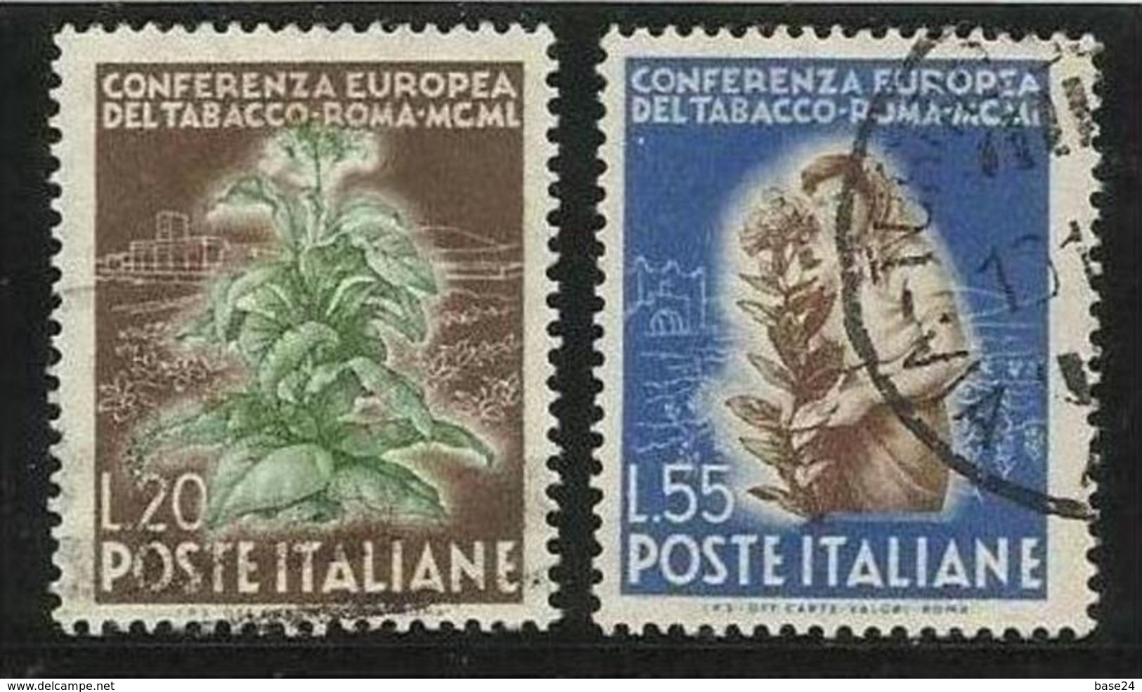 1950 Italia Italy Repubblica TABACCO  TOBACCO 20L + 55L Usati USED - Tabacco