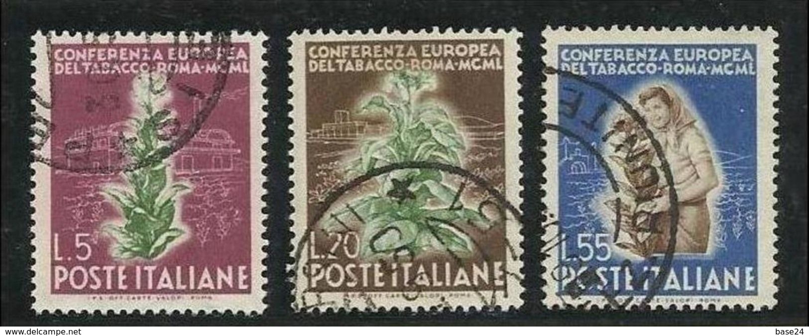 1950 Italia Italy Repubblica TABACCO  TOBACCO Serie Di 3v. Usati USED - Tabacco