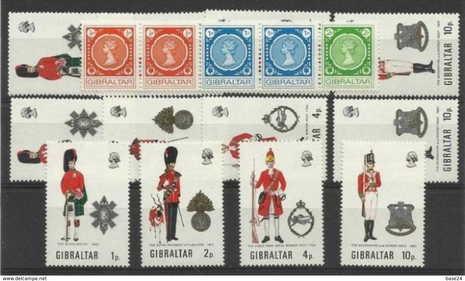 1971 Gibilterra Gibraltar UNIFORMI III  UNIFORMS III 3 Serie: 274/77 + Striscia 271/73 MNH** - Gibilterra