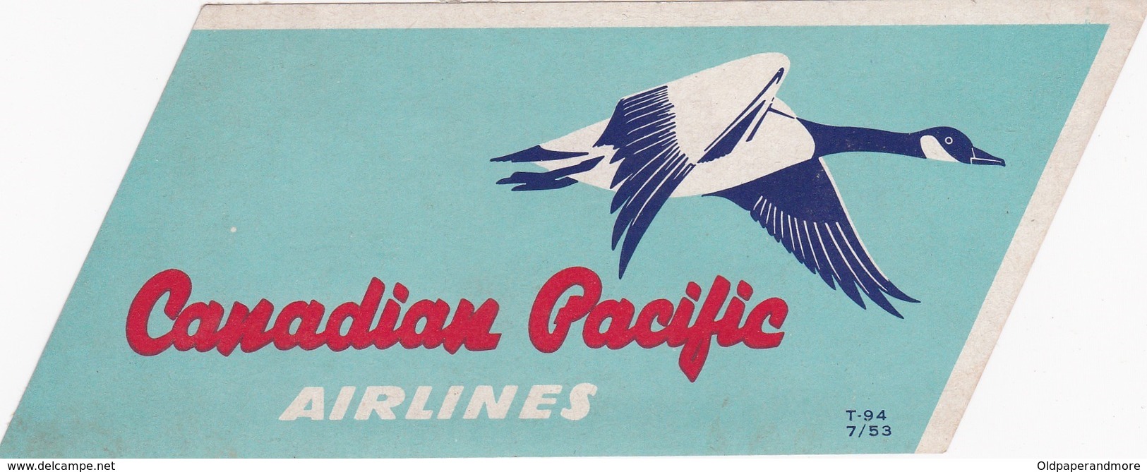 CANADA - CANADIAN PACIFIC AIRLINES AIRWAYS   LABEL  - BIRD BIRDS - Baggage Labels & Tags