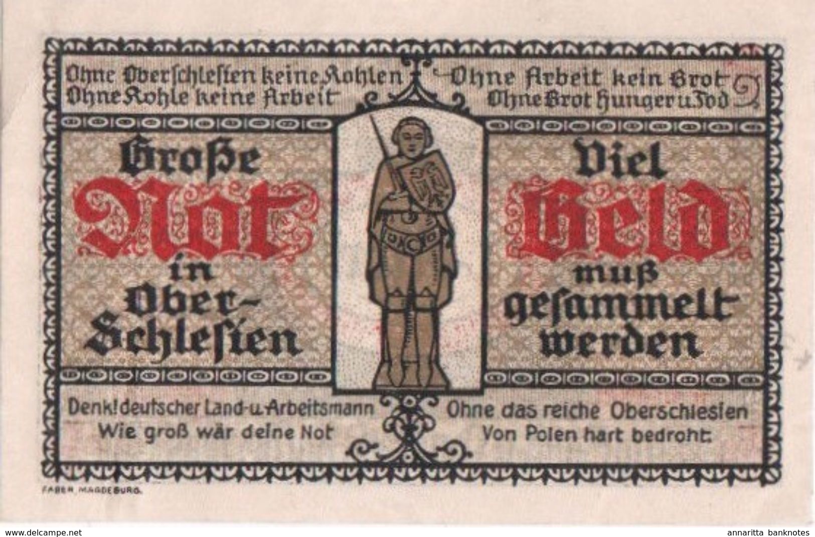 Germany (Halberstadt) 50 Pfennig  1921, Red Cross Upper Silesian Aid Day UNC - [11] Local Banknote Issues