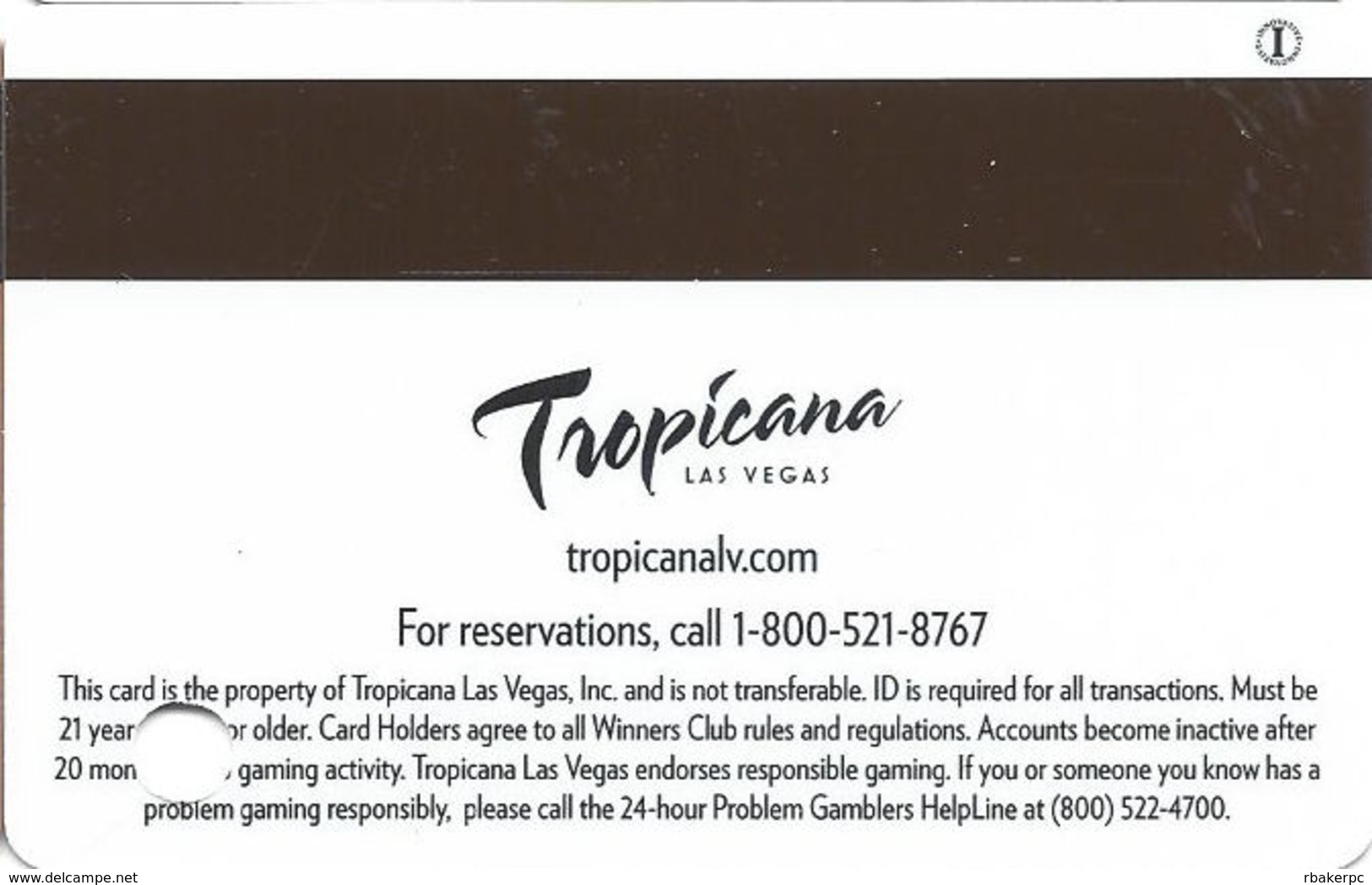 Tropicana Casino - Las Vegas, NV -  BLANK Slot Card - Casino Cards