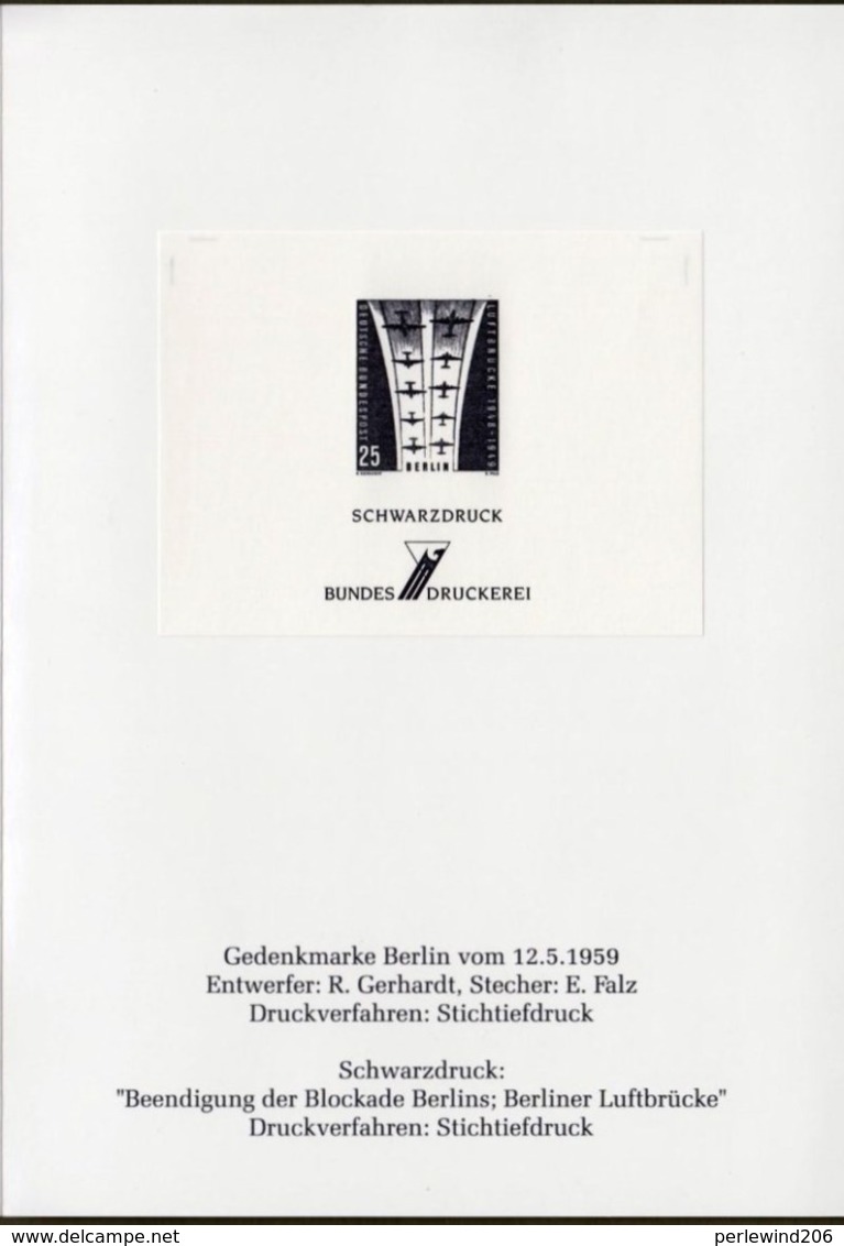 Bund: Minister Card - Ministerkarte Bundesdruckerei,  Schwarzdruck Mi-Nr. 188, " 50 Jahre Luftbrücke ", Selten !   X - Brieven En Documenten