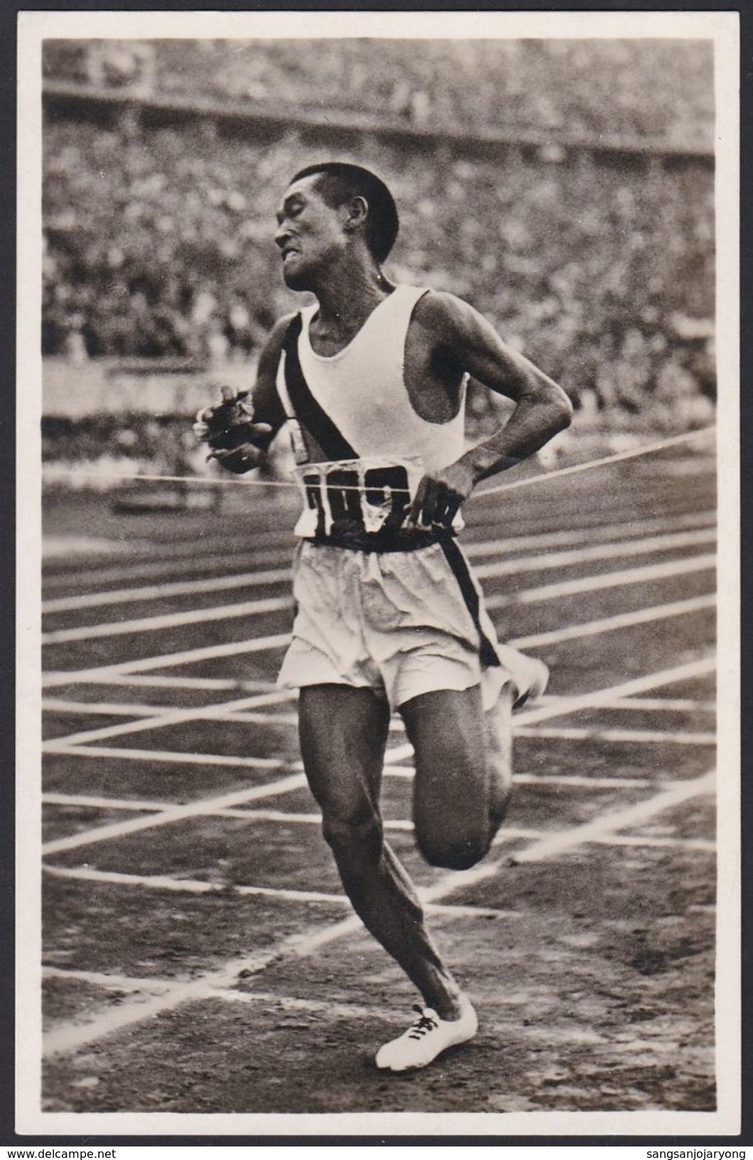 Postcard 1936 Berlin Olympics, Marathon, Japanese Occupation Korea, Marathoner Son Gi-Jeong, Finish, Jeux Olympiques - Estate 1936: Berlino