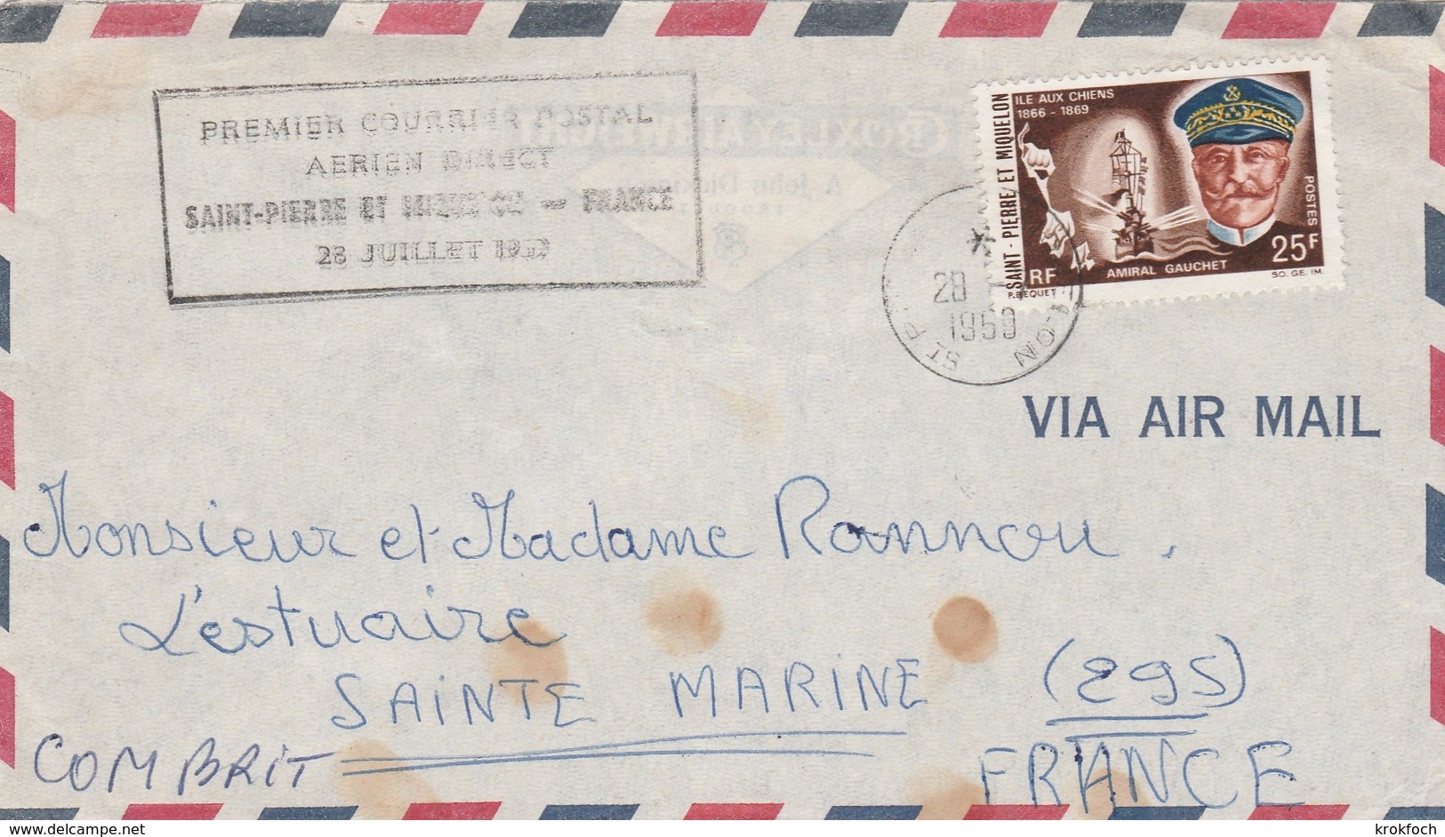 1er Vol Direct Saint-Pierre France 1959 - SPM Erstflug Inaugural Flight - Storia Postale