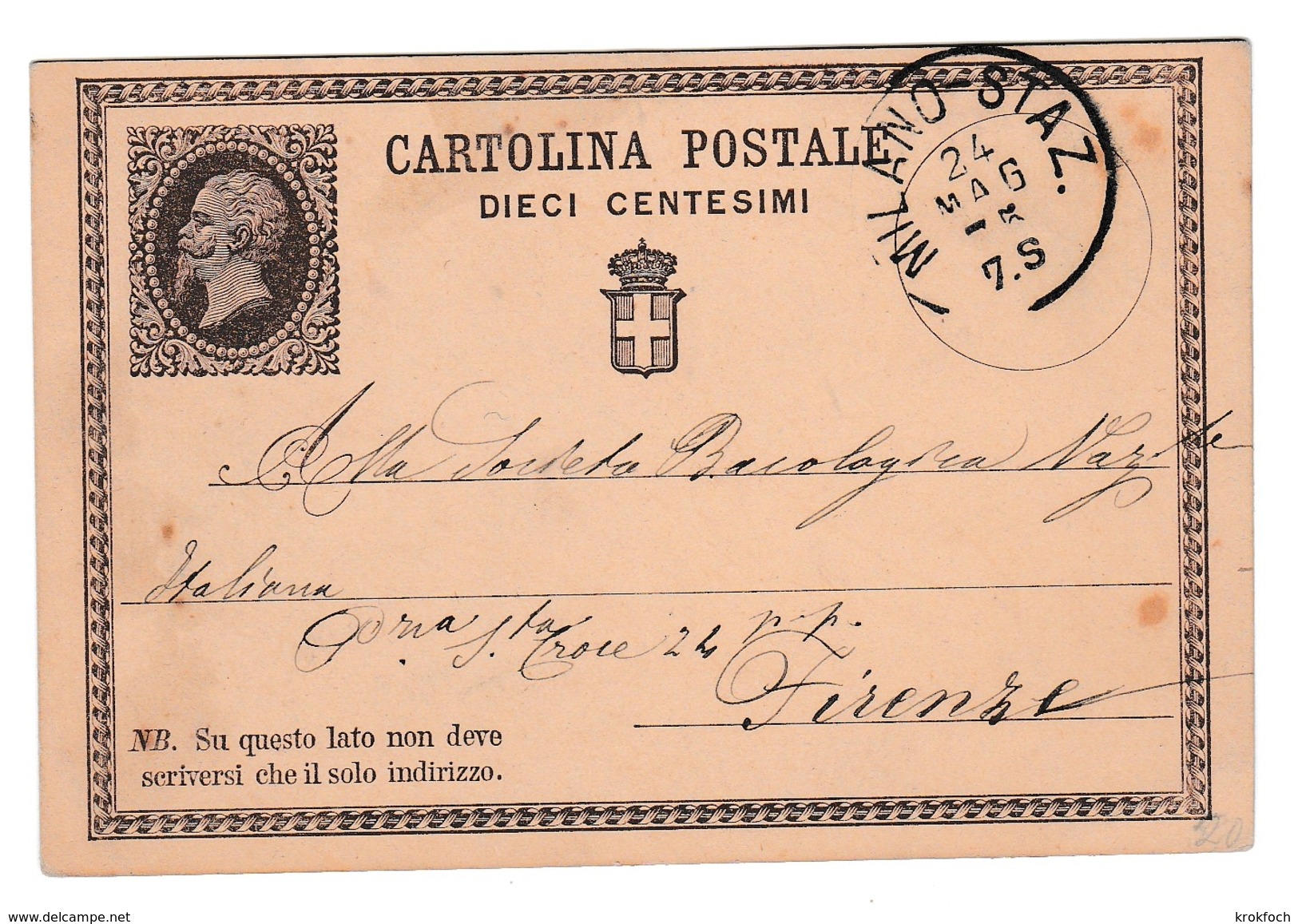 Cartolina 1875 - Milano Staz 7.S - Ganzsache Stationery - Intero Entier - Entiers Postaux