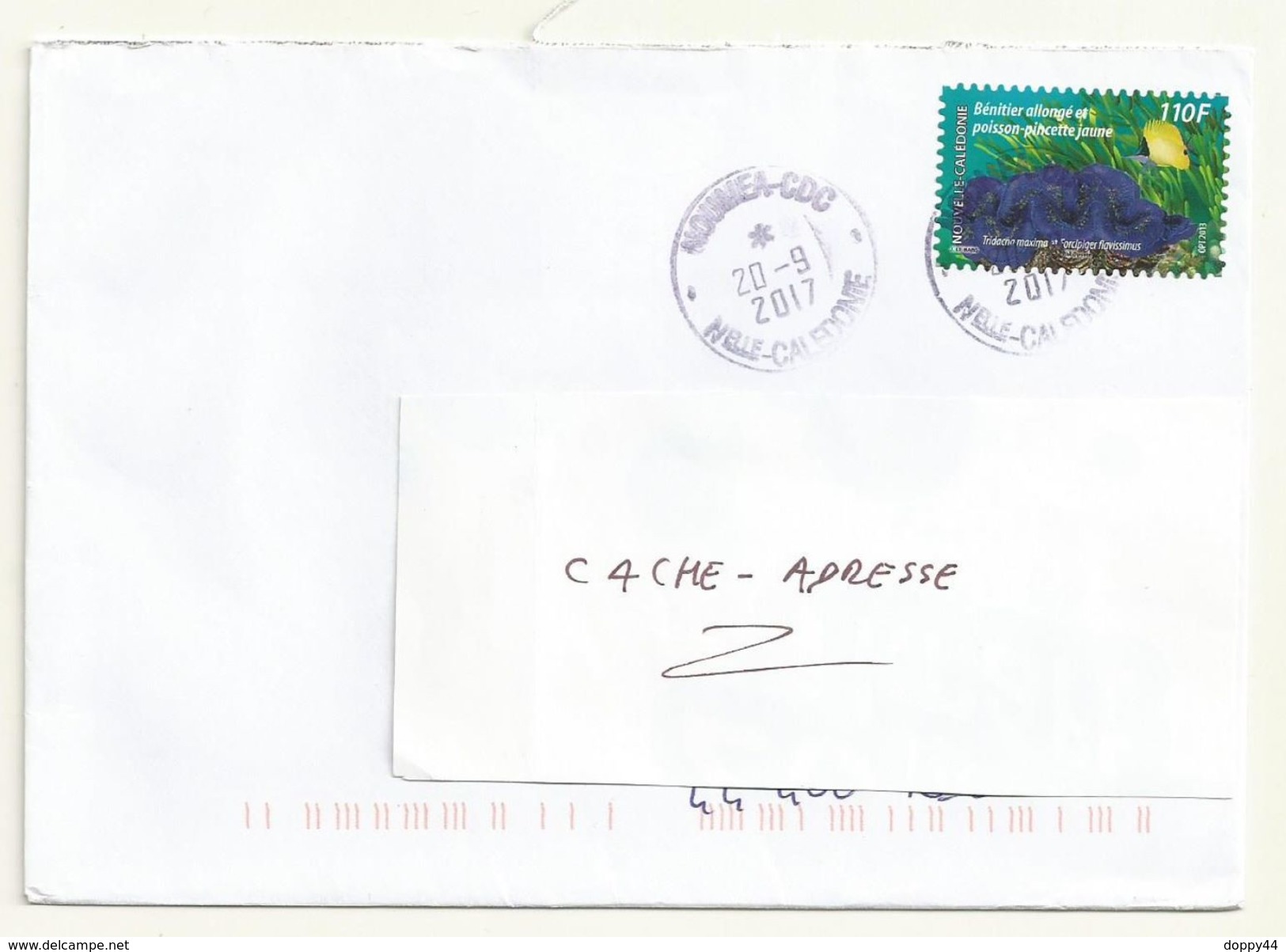 NOUVELLE CALEDONIE  ADHESIF  SUR LETTRE OBLITERE  THEME NATURE. - Lettres & Documents