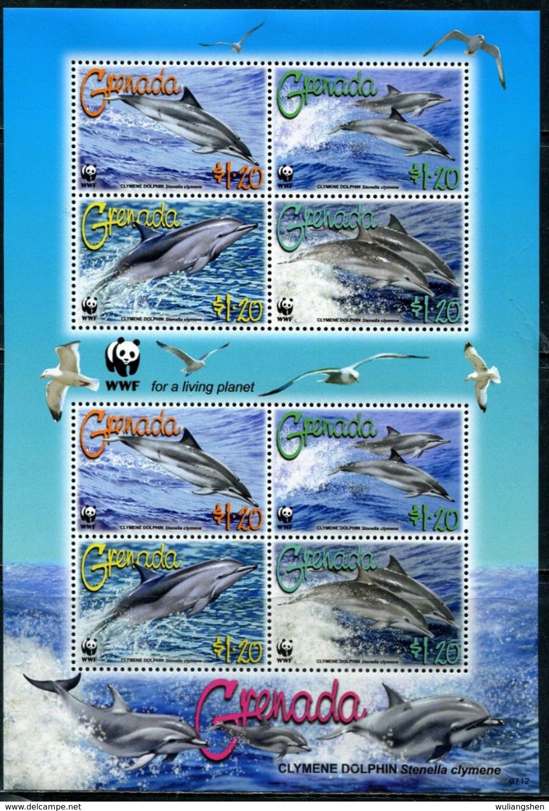 CR0067 Grenada 2007 Dolphin Sheet WWF MNH - Unused Stamps