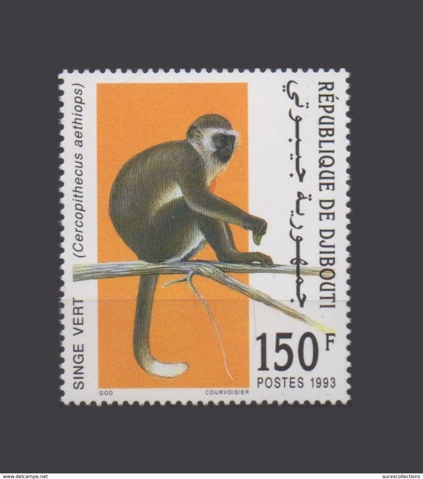 ¤NEW YEAR SALE¤ DJIBOUTI  LE SINGE VERT APE APES MONKEY MONKEYS MONOS SINGES GREEN 1993 MNH ** RARE - Djibouti (1977-...)