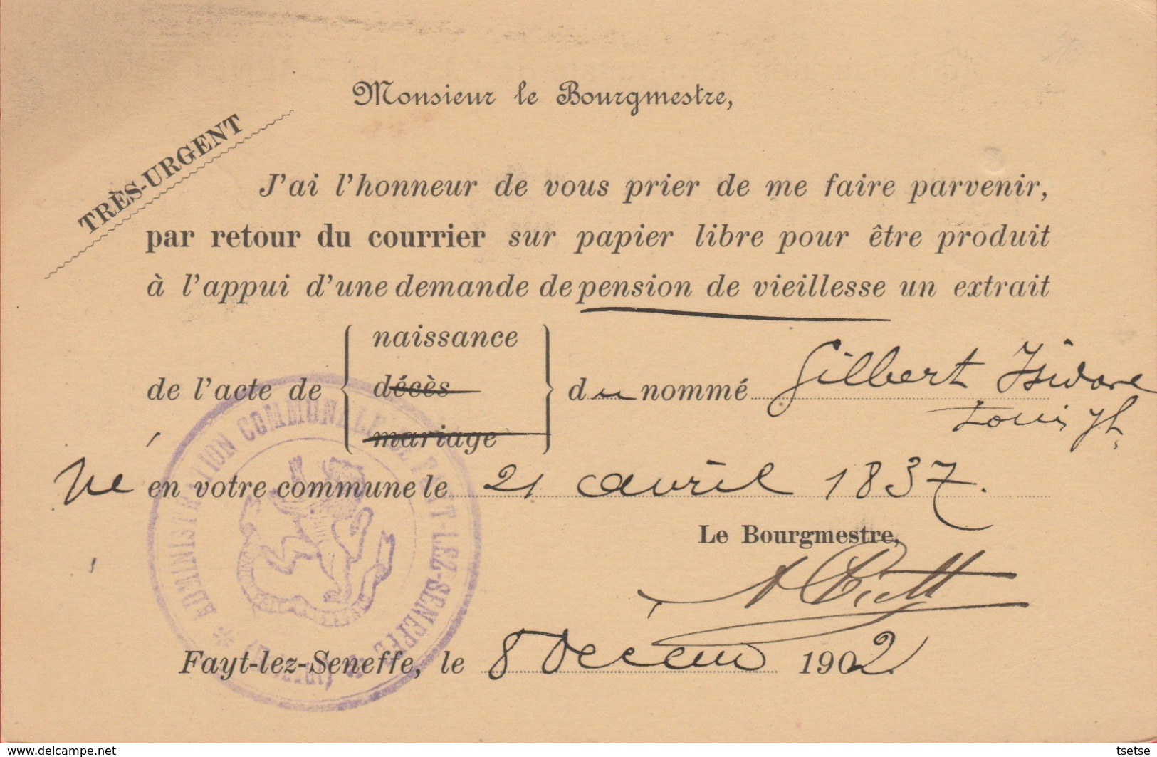 Fayt-lez-Seneffe - Carte Postale Communale - 1902  ( Voir Verso ) - Manage