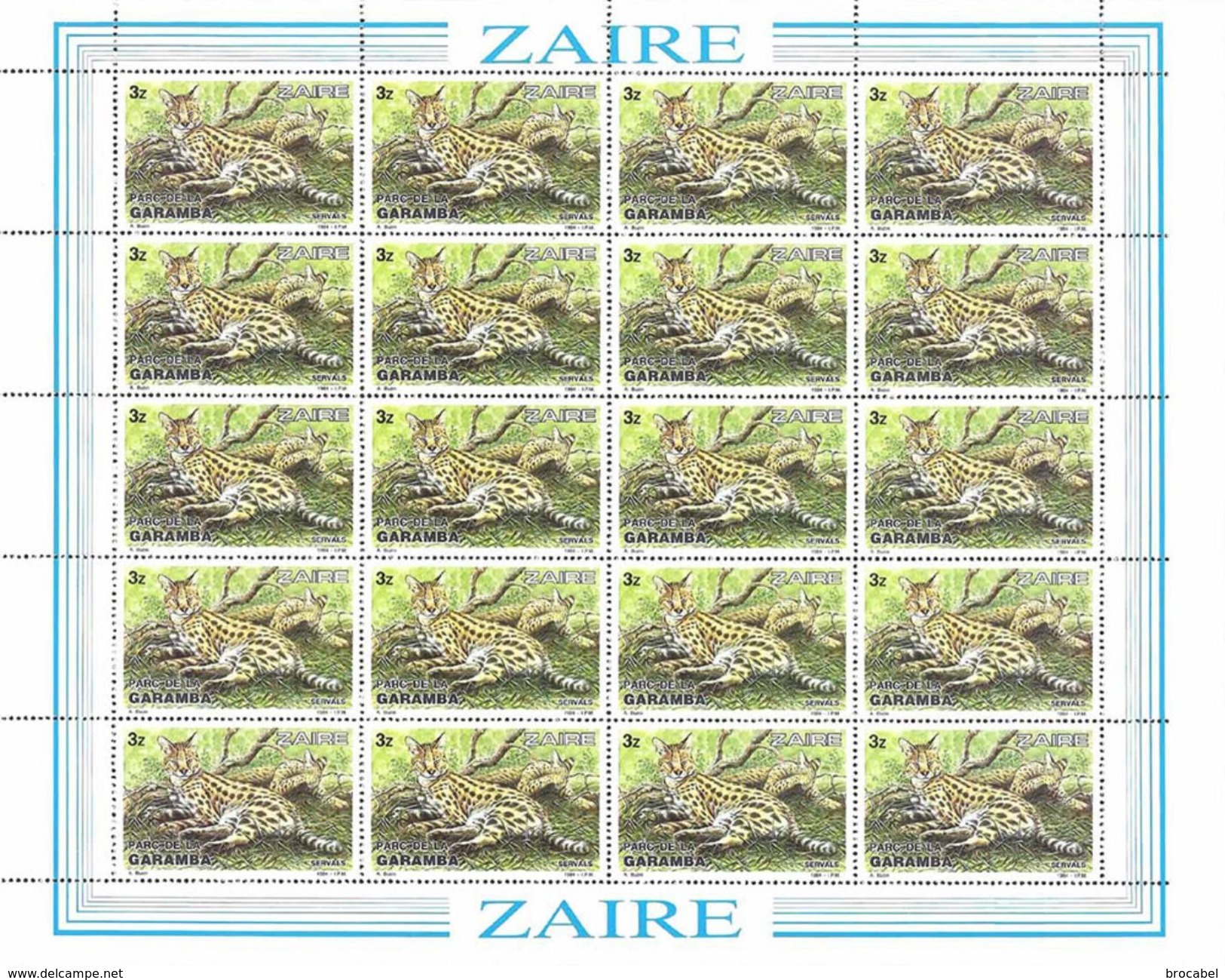 Zaire 1216/20** Parc De La Gramba 5 Sheet / Feuilles De 20 - MNH- Dessin De Buzin - Neufs