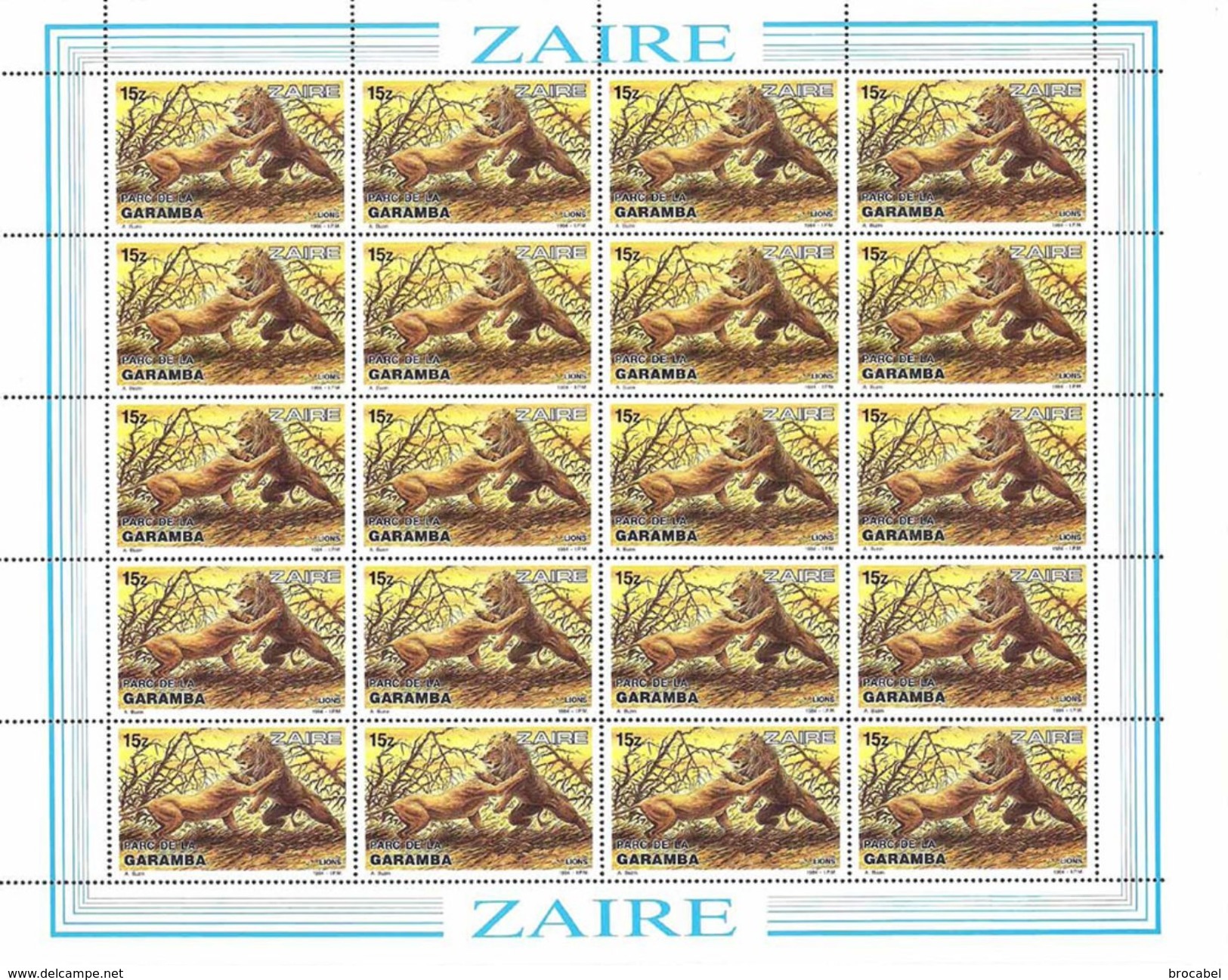 Zaire 1216/20** Parc De La Gramba 5 Sheet / Feuilles De 20 - MNH- Dessin De Buzin - Neufs