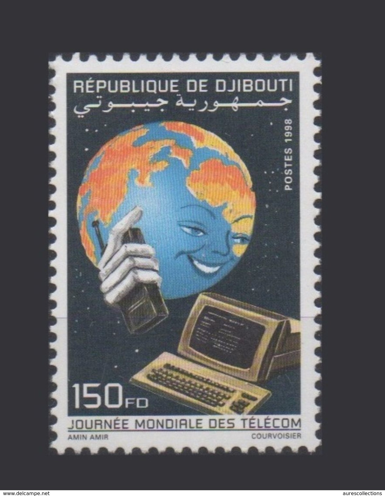¤NEW YEAR SALE¤ DJIBOUTI TELECOM JOURNEE MONDIALE TELECOMMUNICATIONS DAY Michel Mi 668 1998 Computer MNH ** RARE - Informatica