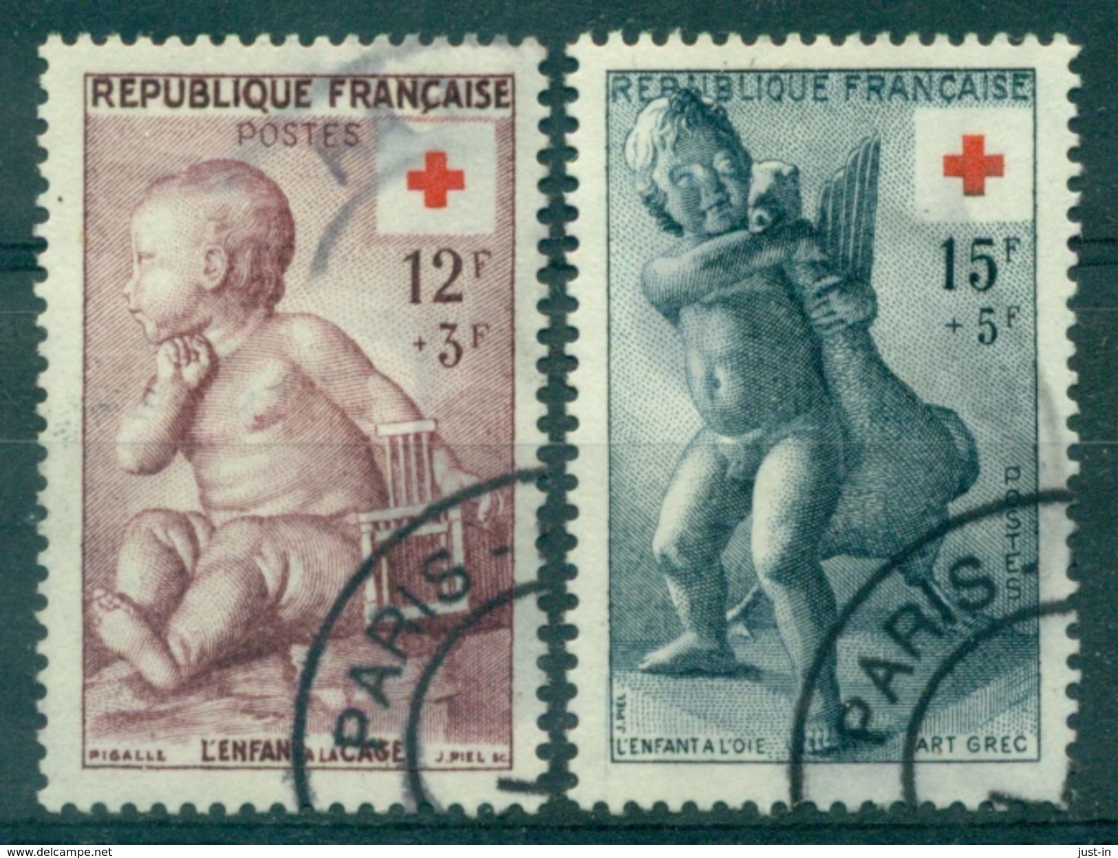 FRANCE N°1048 / 1049 CROIX ROUGE 1955 Oblitéré C à D Tb Cote : 16,50 € - Used Stamps