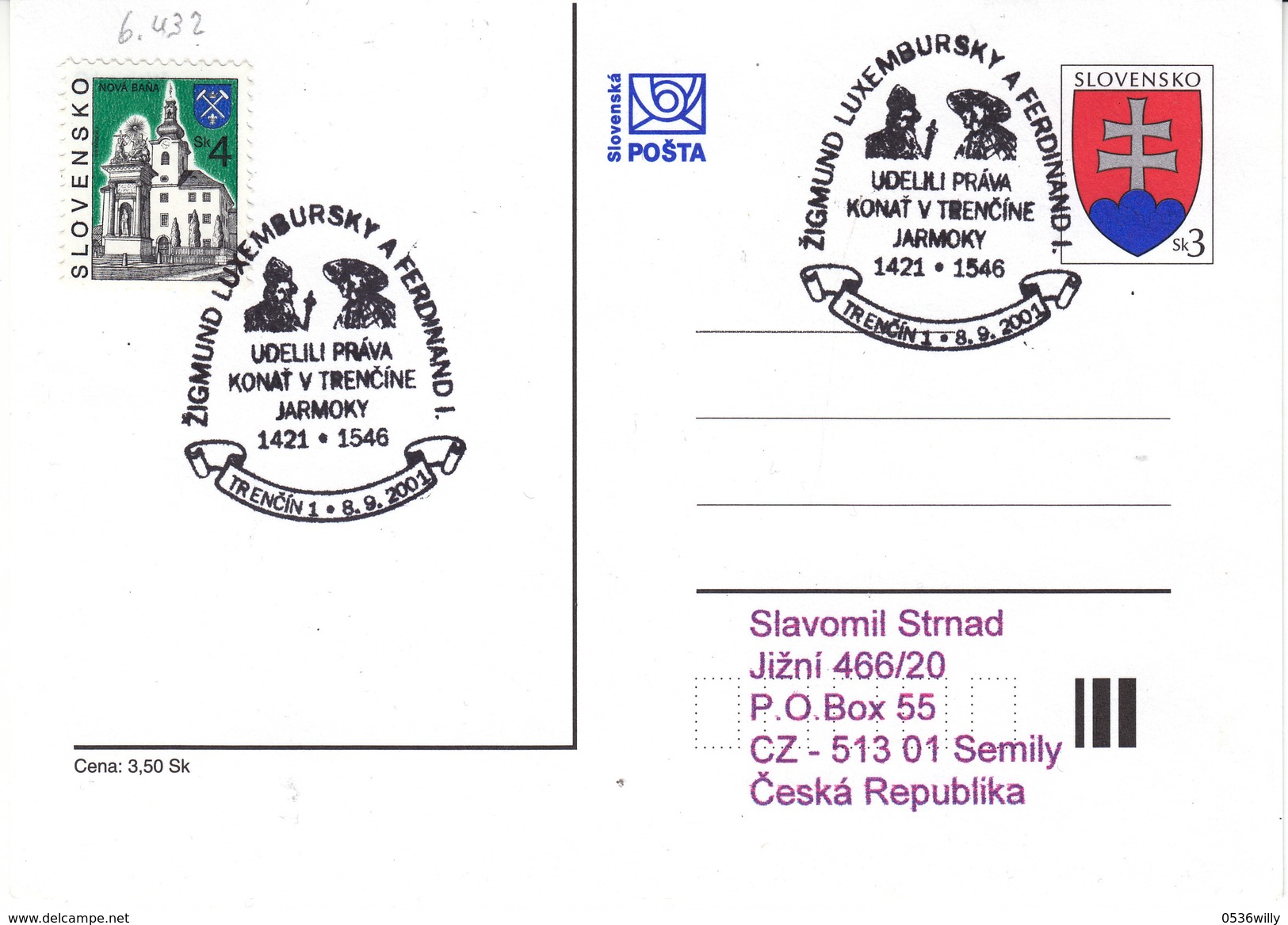 Slowakei 2001. Jahrmarktsrechte In Trencin (6.432) - Brieven En Documenten