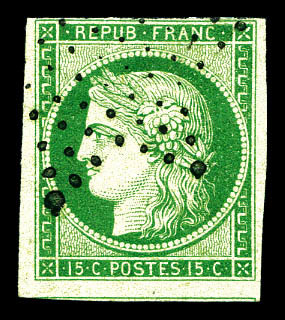 O N°2, 15c Vert Obl étoile. TB (certificat)   Qualité: O   Cote: 1050 Euros - 1849-1850 Ceres