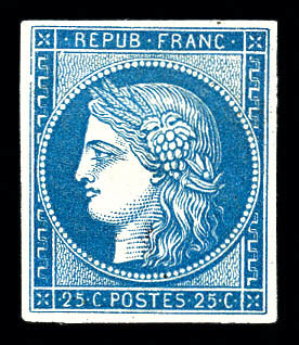* N°4d, 25c Bleu, Impression De 1862. TB (certificat)   Qualité: *   Cote: 600 Euros - 1849-1850 Cérès