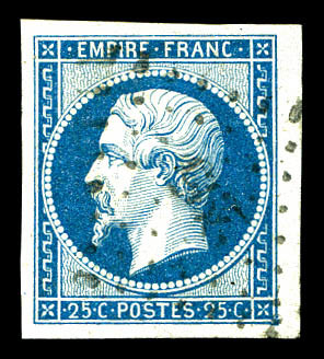 O N°15, 25c Bleu Obl PC, Grandes Marges. SUP (signé Calves/certificat)   Qualité: O   Cote: 290 Euros - 1853-1860 Napoléon III