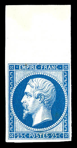 ** N°15c, 25c Bleu, Impression De 1862 Grand Bord De Feuille, FRAÎCHEUR POSTALE, SUP (certificat)   Qualité: ** - 1853-1860 Napoléon III.