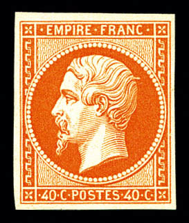 ** N°16a, 40c Orange-vif, FRAÎCHEUR POSTALE, SUPERBE (certificat)   Qualité: ** - 1853-1860 Napoléon III.